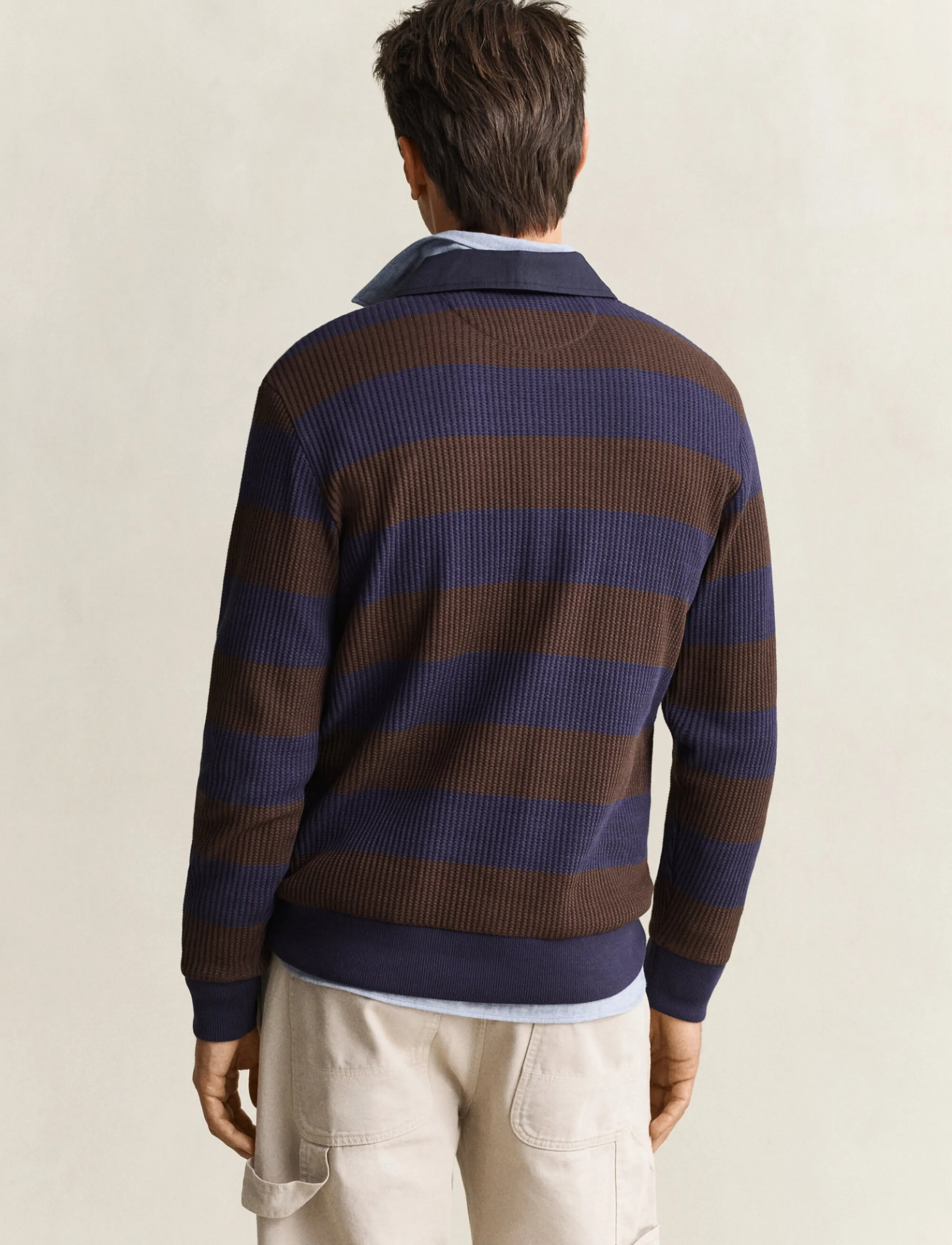 Gant - STRIPED WAFFLE POLO - herbstliche kleidung - black brown - 2