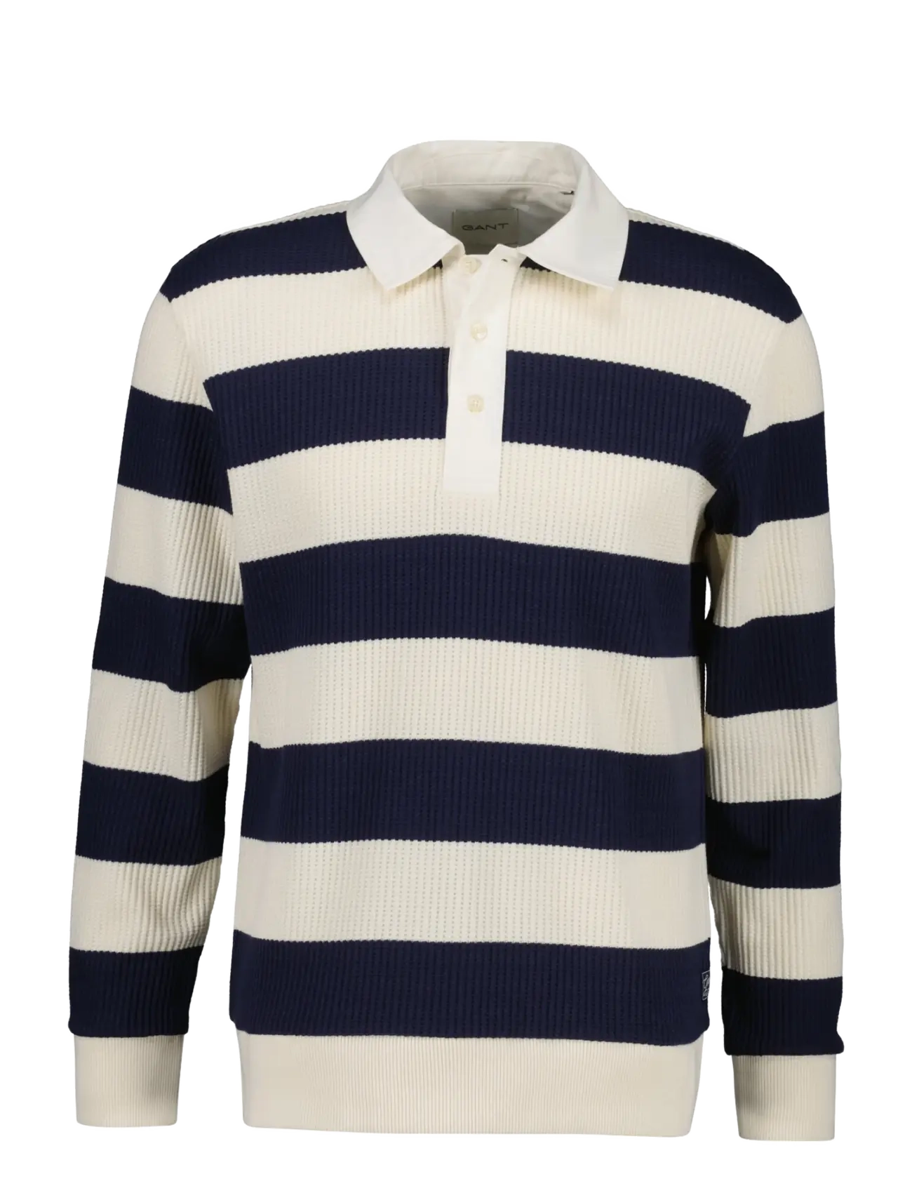 Gant STRIPED WAFFLE POLO - Gestrickte Polohemden - CREAM / cream