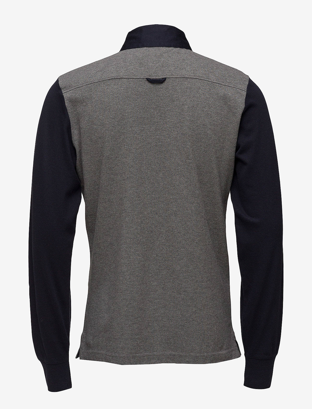 GANT - O1. COLOR BLOCK PIQUE LS RUGGER - dark grey melange - 1