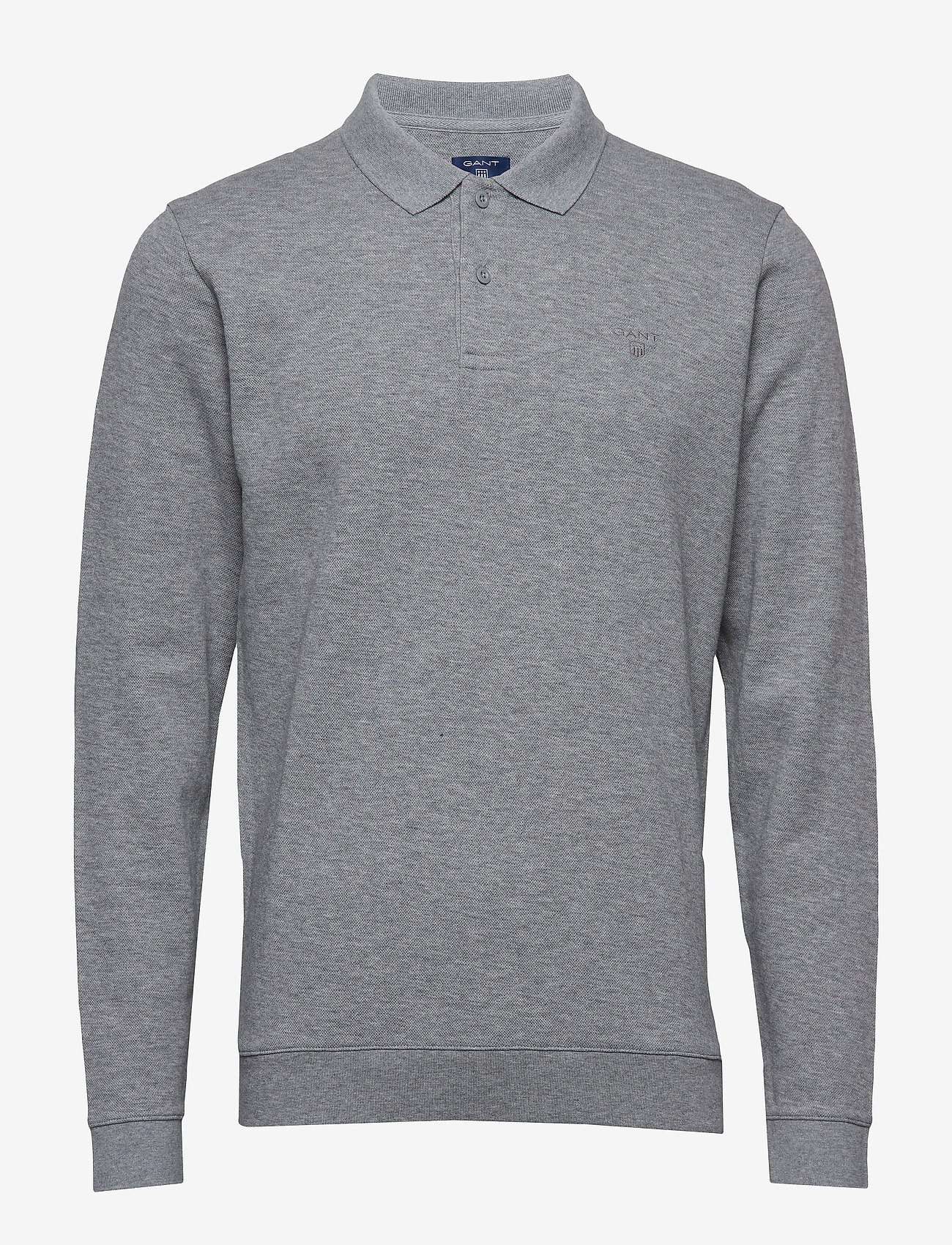 GANT - O2. HONEYCOMB COLLAR SWEAT - grey melange - 0