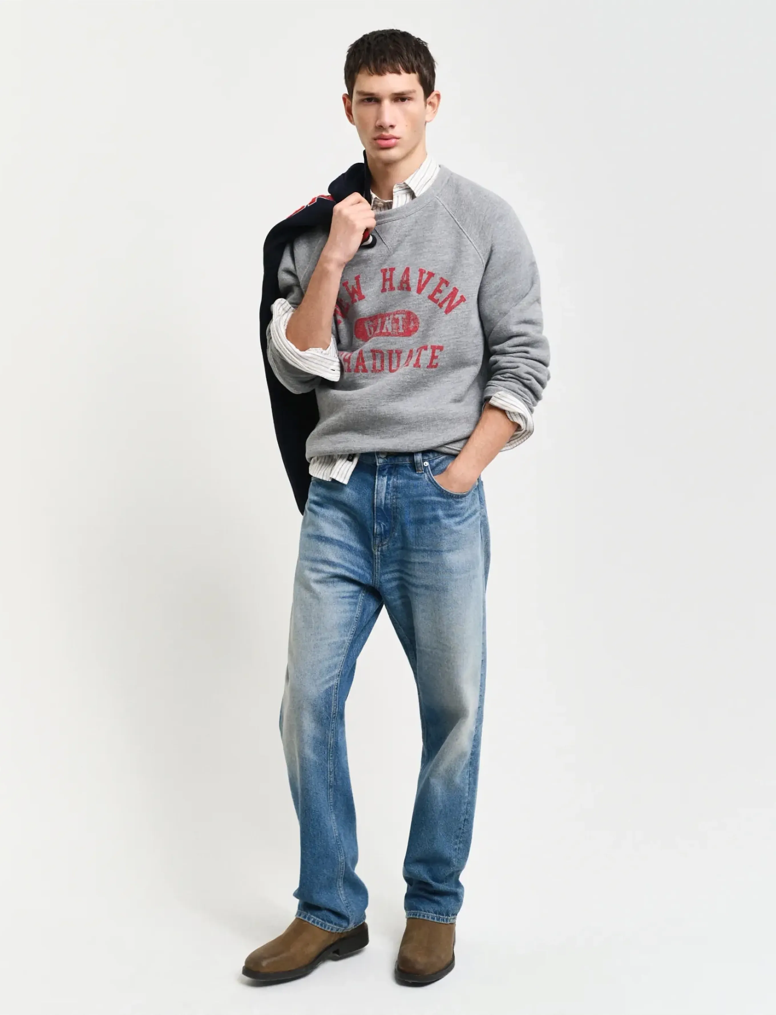 GANT - GRAPHIC C-NECK SWEAT - grey melange - 5