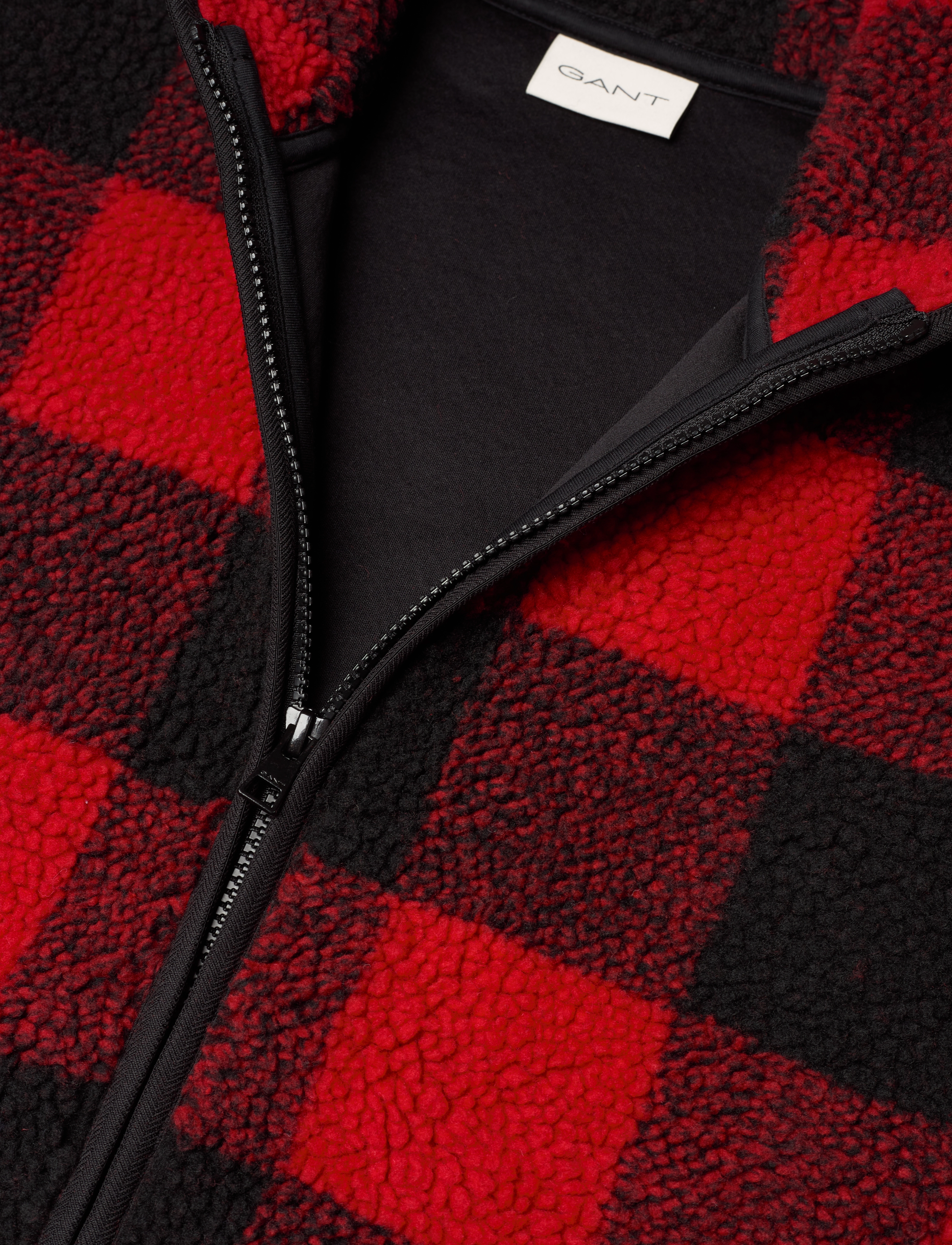 GANT - CHECKED FLEECE JACKET - bright red - 3