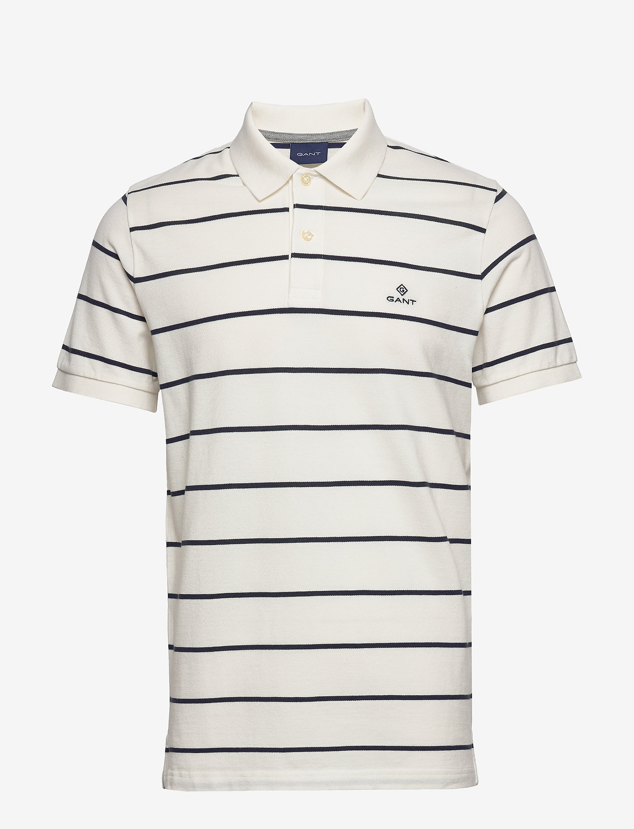 GANT - BRETON STRIPE PIQUE SS RUGGER - eggshell - 0