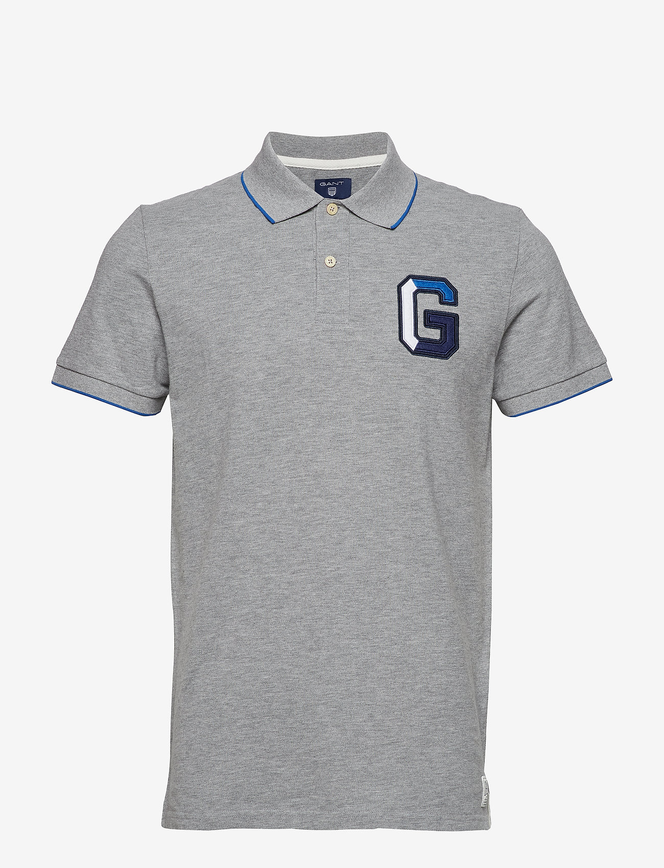 GANT - O1. G APPLICATION  PIQUE SS RUGGER - grey melange - 0