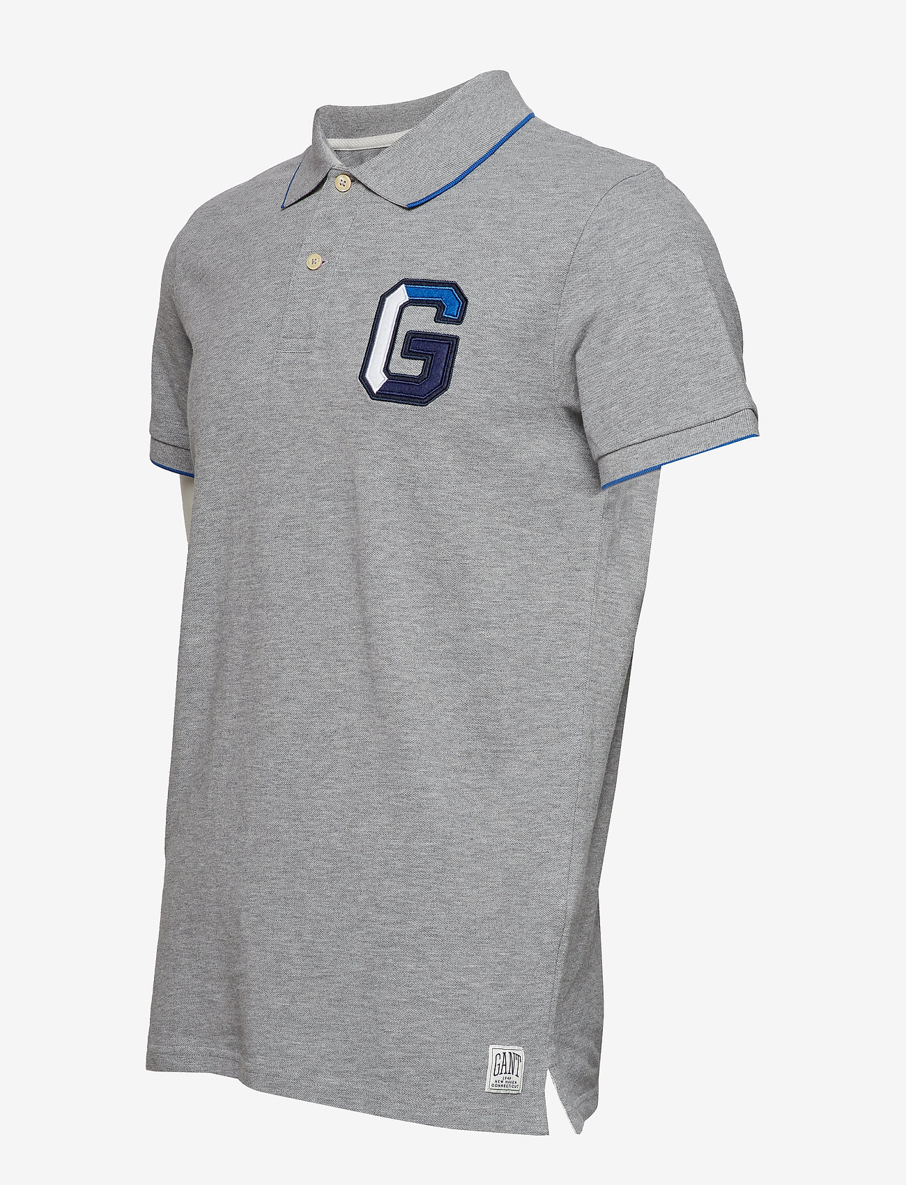 GANT - O1. G APPLICATION  PIQUE SS RUGGER - grey melange - 2