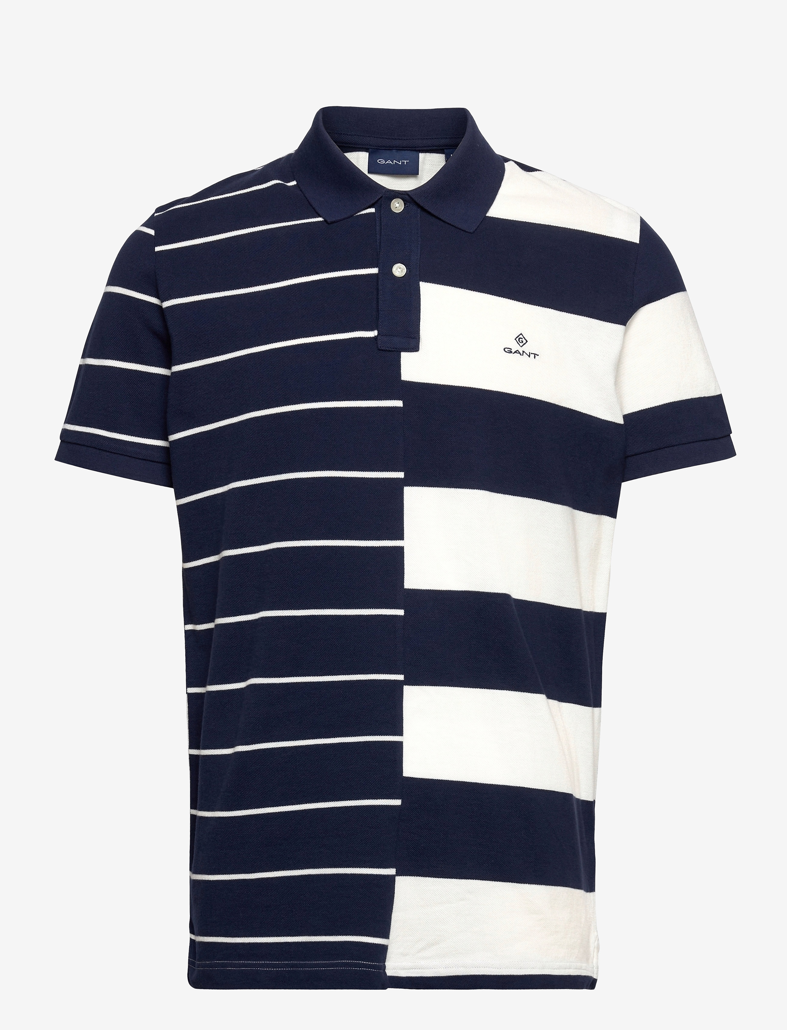 GANT - D1. DOUBLE STRIPE PIQUE SS RUGGER - evening blue - 0