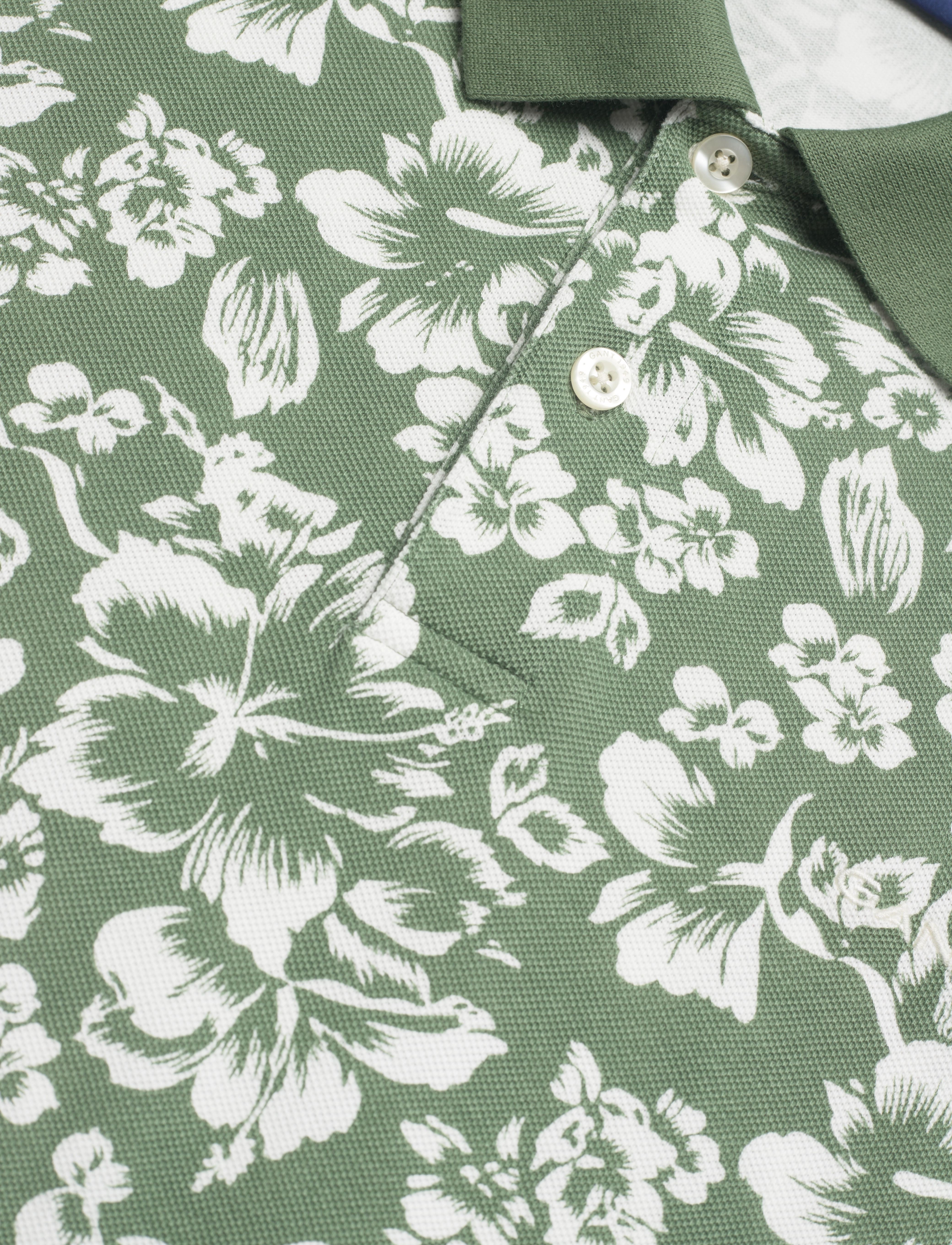 GANT - FLORAL PRINT SS PIQUE - kalamata green - 2