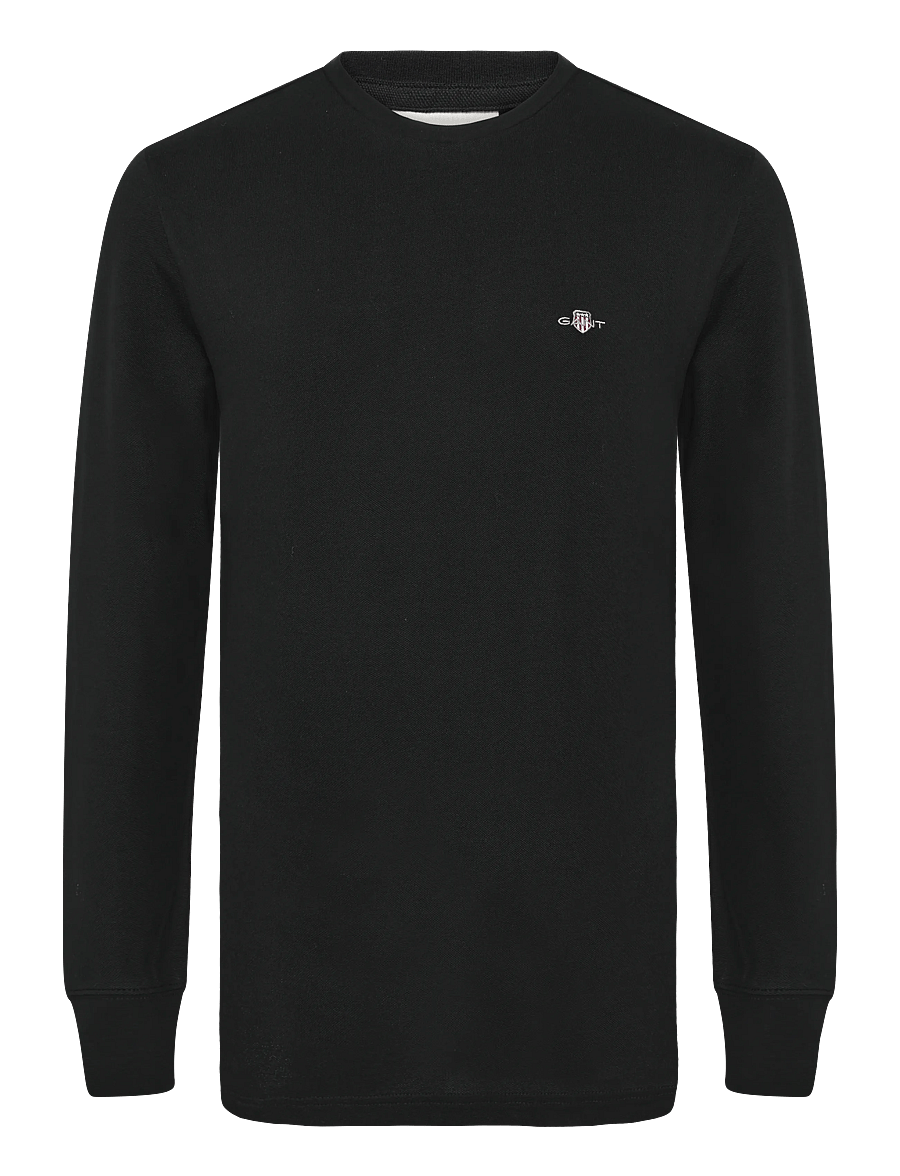 Gant - SLIM PIQUE LS T-SHIRT - langärmelige t-shirts - black - 1