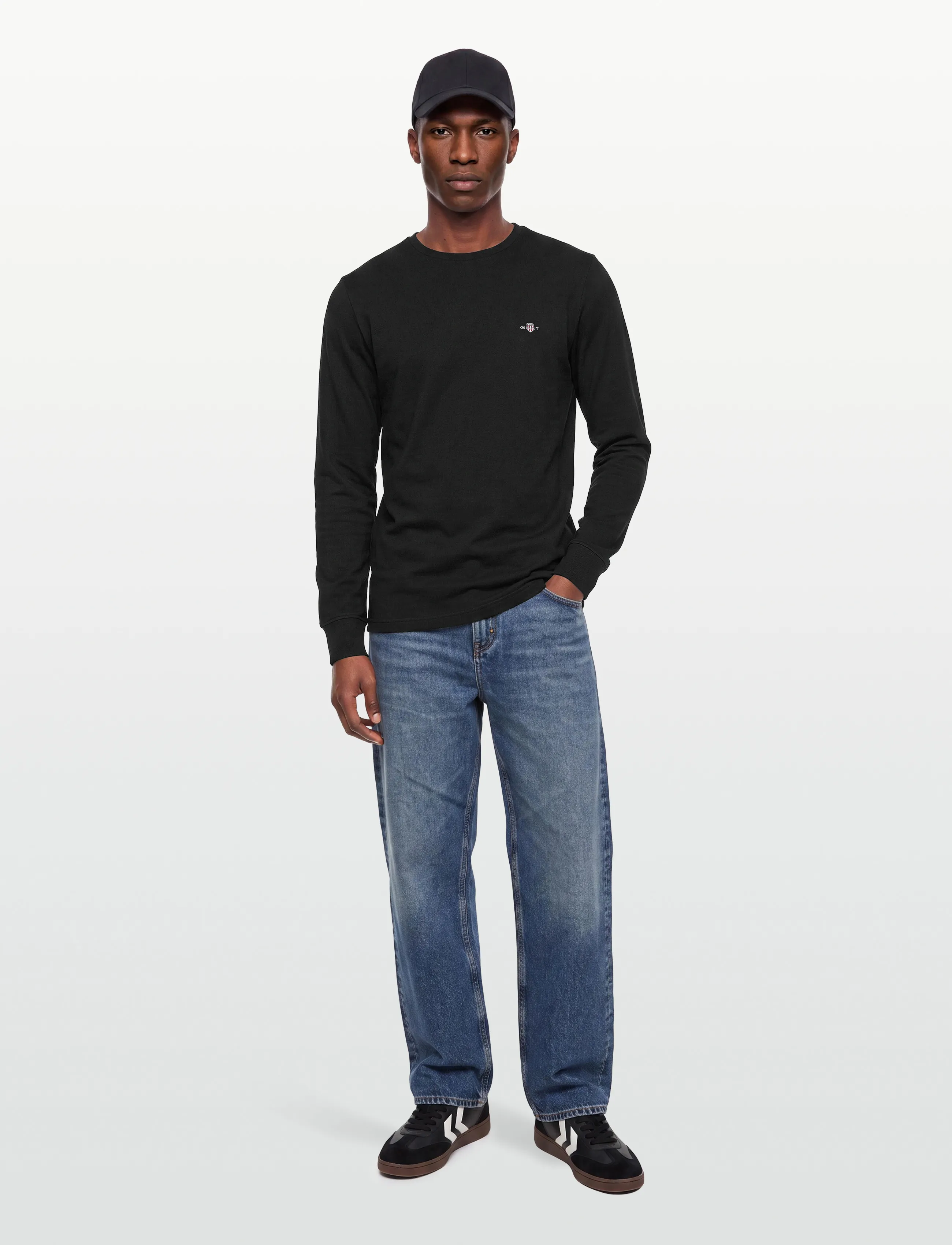 Gant SLIM PIQUE LS T-SHIRT - T-Shirts - BLACK / black