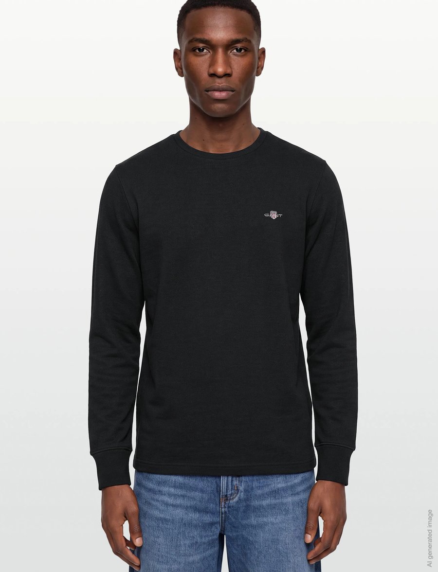 Gant - SLIM PIQUE LS T-SHIRT - langärmelige t-shirts - black - 3