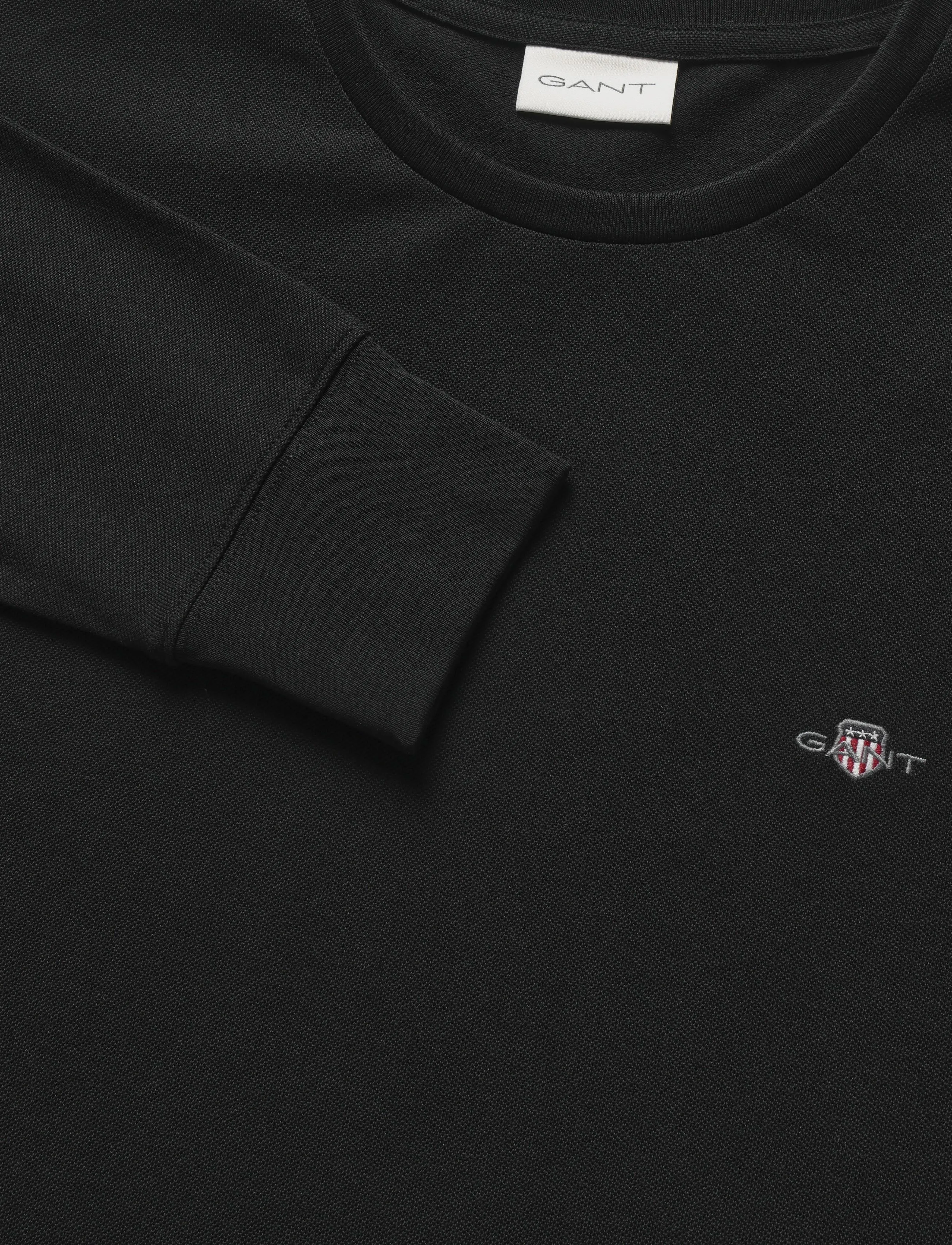Gant - SLIM PIQUE LS T-SHIRT - langärmelige t-shirts - black - 5