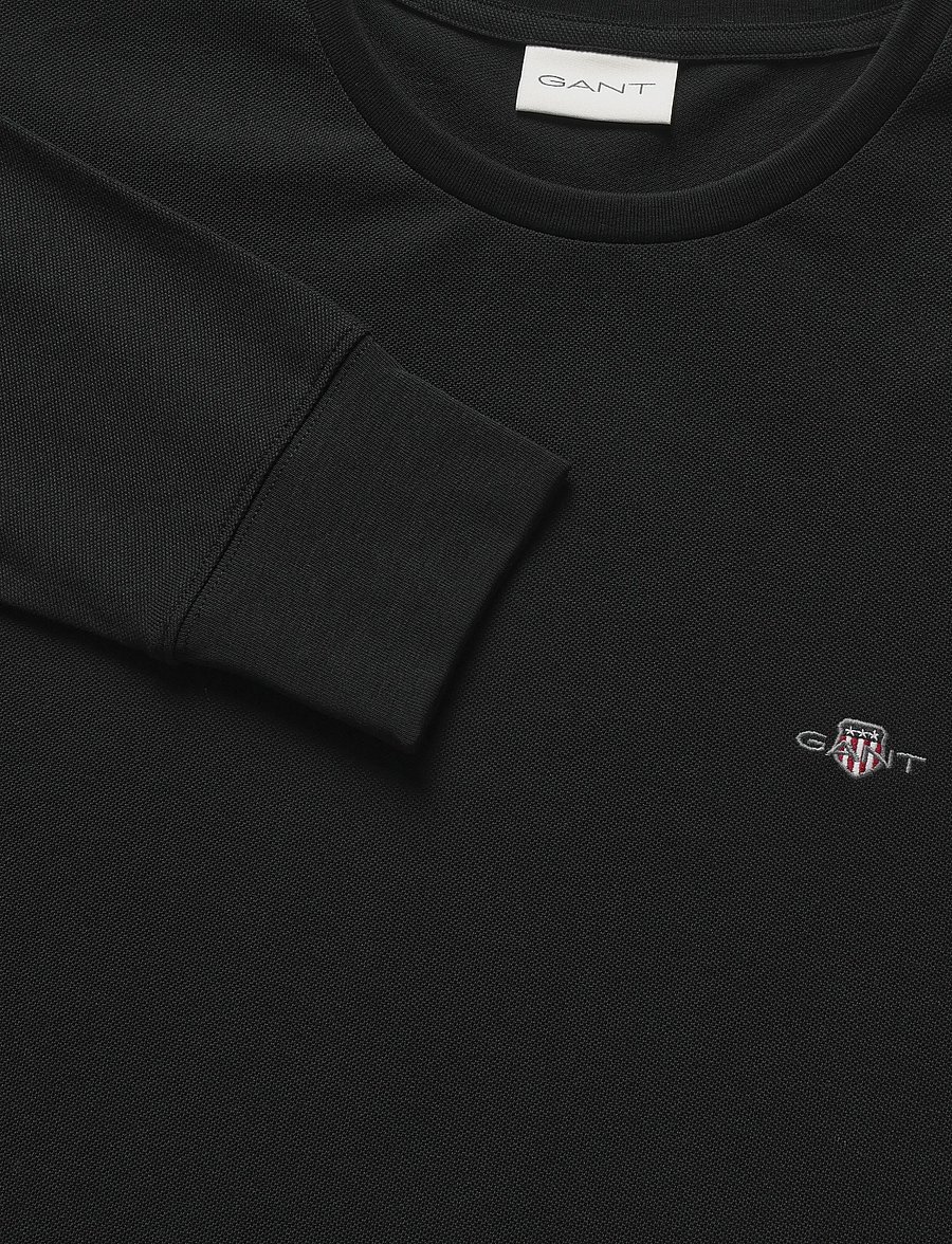 Gant - SLIM PIQUE LS T-SHIRT - langärmelige t-shirts - black - 5