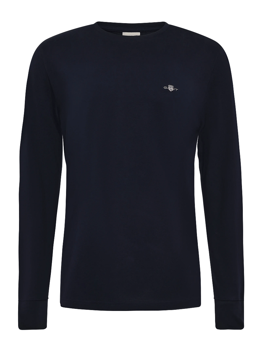 Gant - SLIM PIQUE LS T-SHIRT - långärmade t-shirts - evening blue - 0