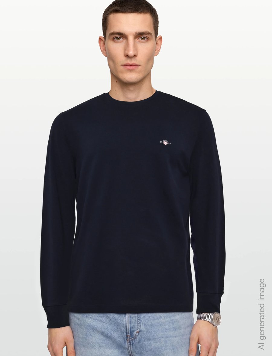 Gant - SLIM PIQUE LS T-SHIRT - pikkade varrukatega t-särgid - evening blue - 3