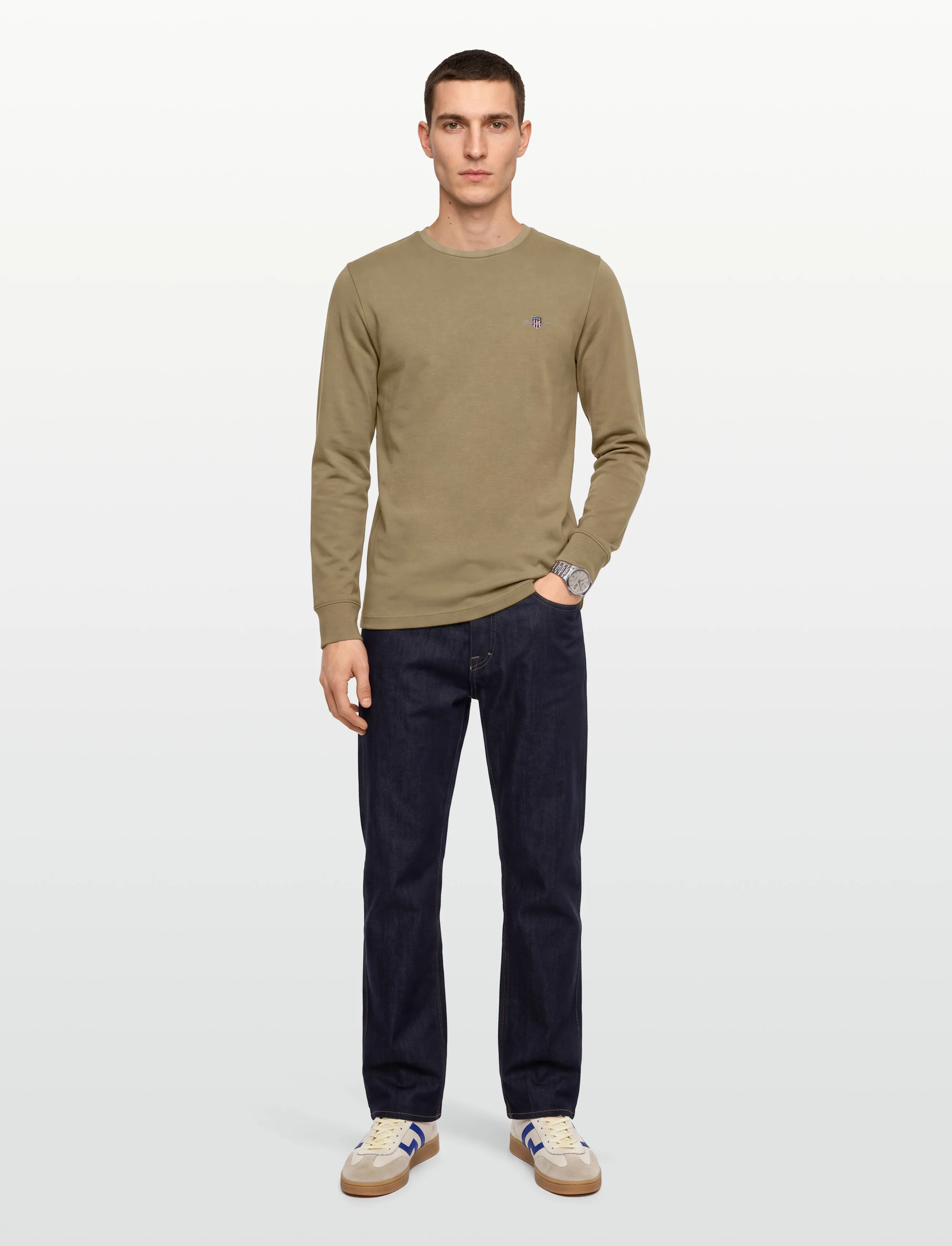 Gant SLIM PIQUE LS T-SHIRT - T-Shirts - LIGHT TAUPE / beige