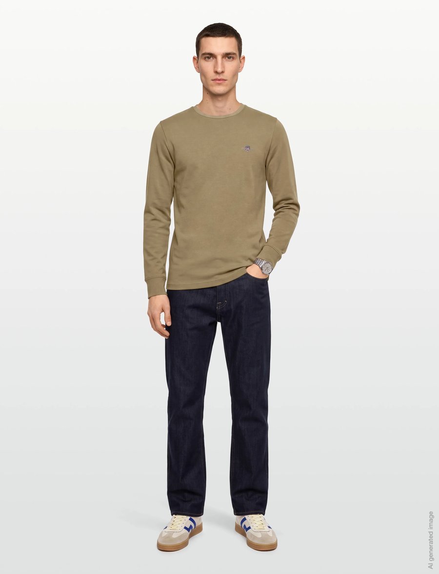 Gant - SLIM PIQUE LS T-SHIRT - langärmelige t-shirts - light taupe - 0