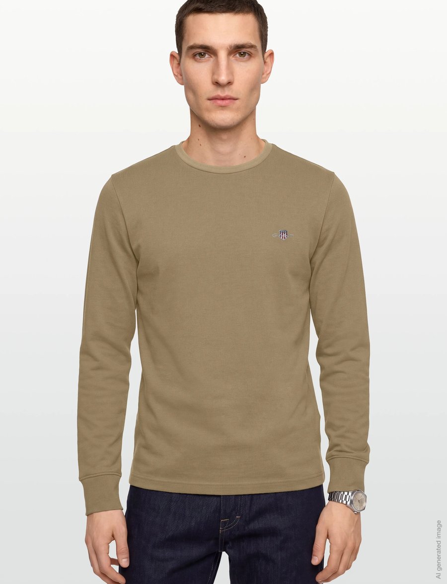 Gant - SLIM PIQUE LS T-SHIRT - langärmelige t-shirts - light taupe - 3