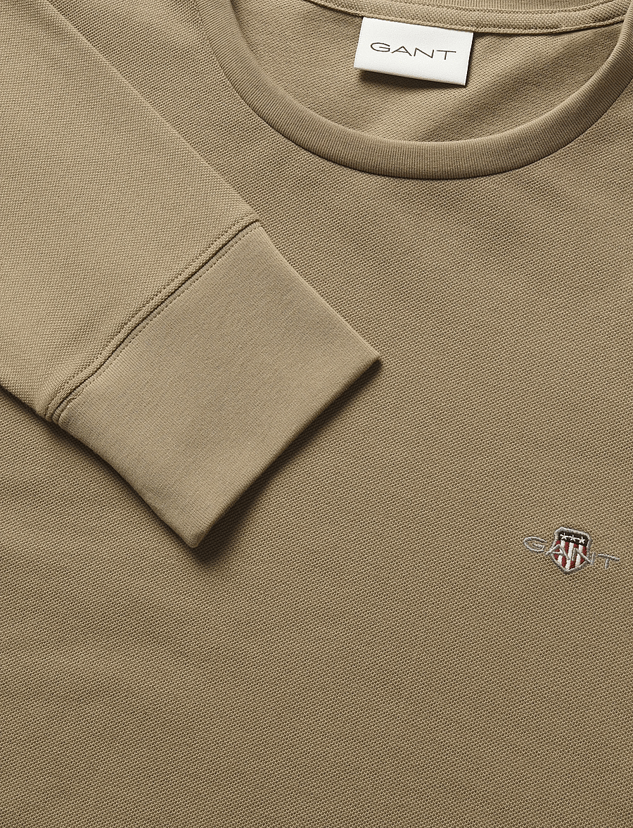 Gant - SLIM PIQUE LS T-SHIRT - langärmelige t-shirts - light taupe - 5