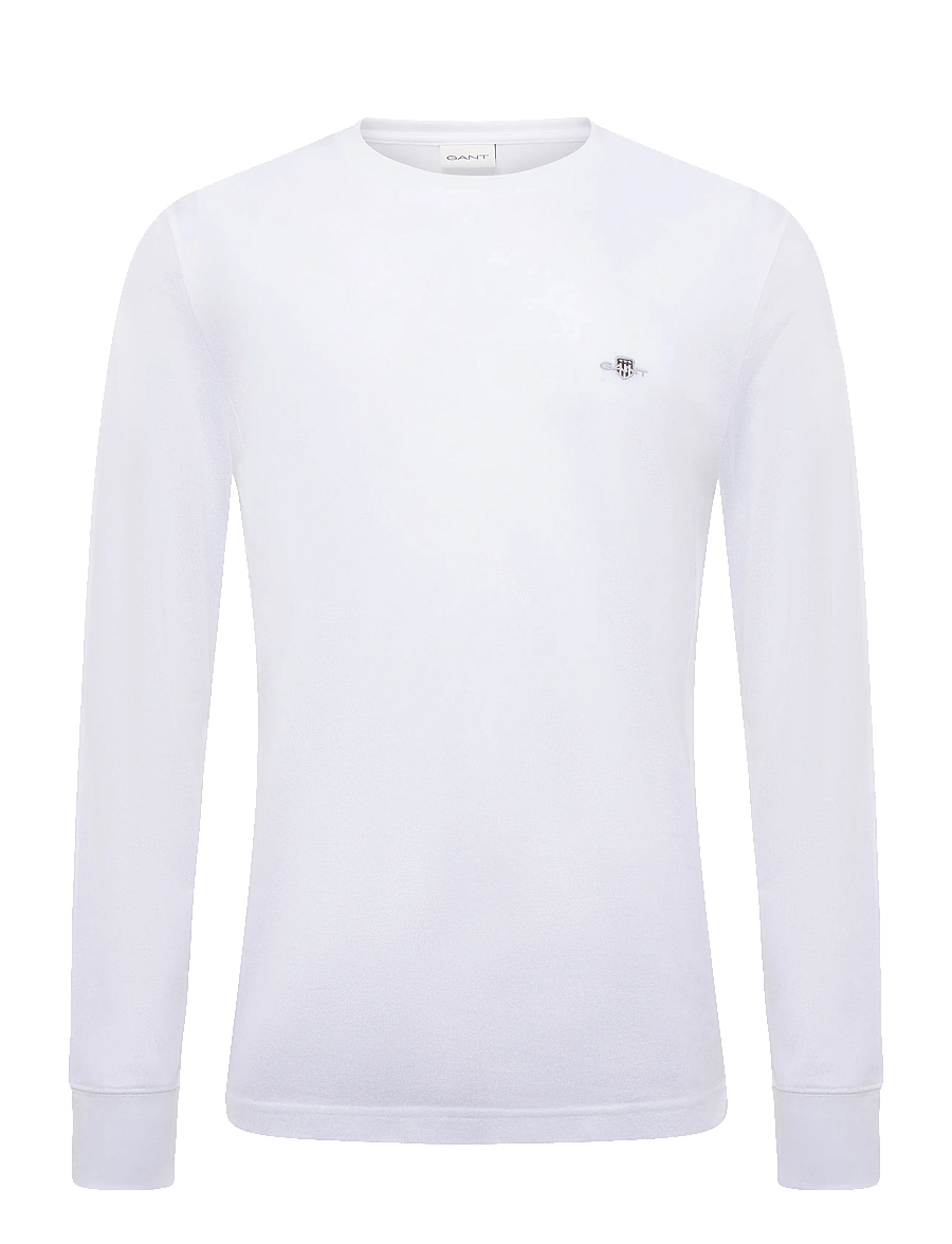 Gant - SLIM PIQUE LS T-SHIRT - langärmelige t-shirts - white - 0
