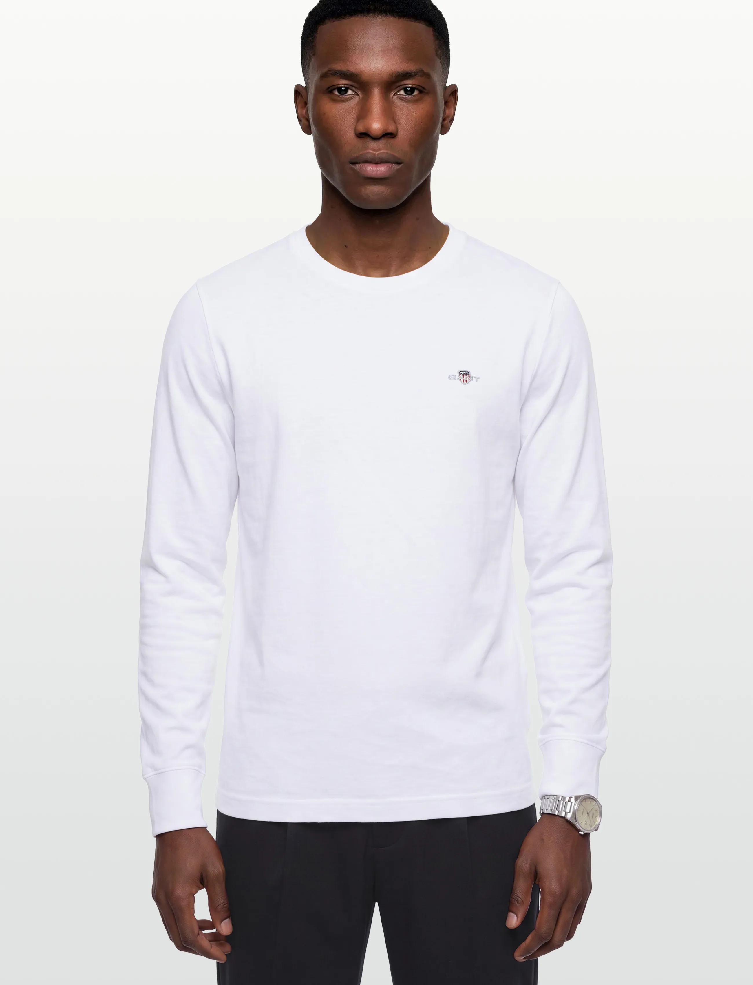 Gant - SLIM PIQUE LS T-SHIRT - långärmade t-shirts - white - 3