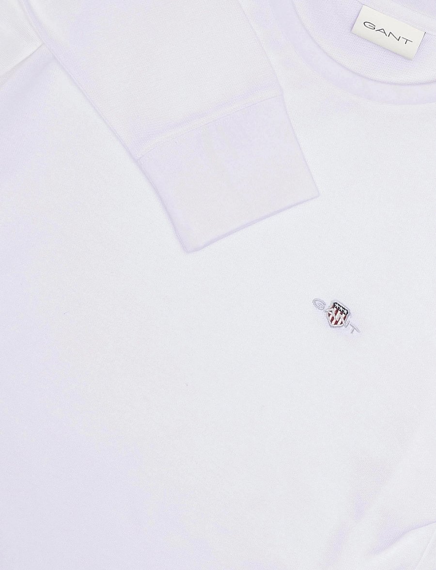 Gant - SLIM PIQUE LS T-SHIRT - langärmelige t-shirts - white - 2