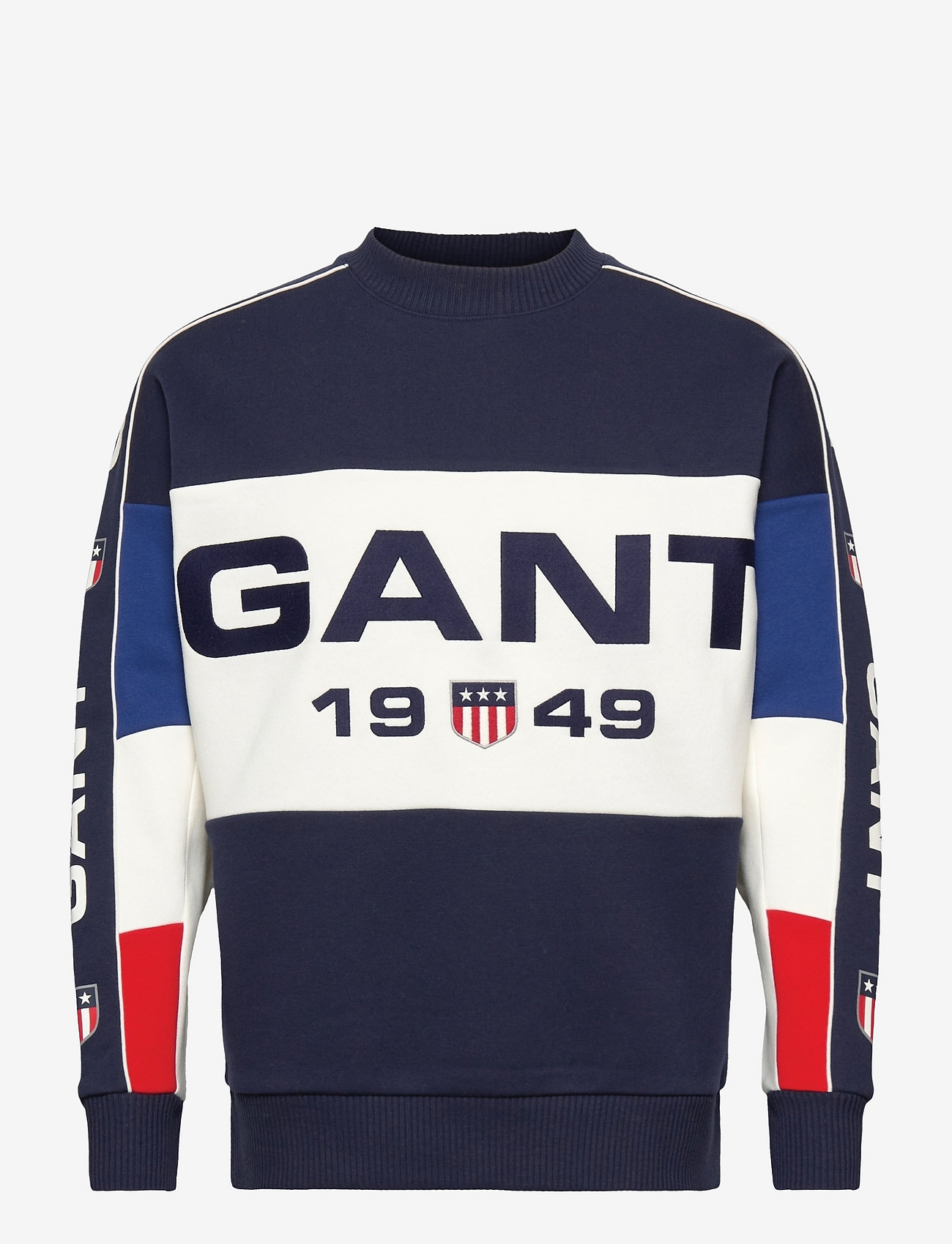 GANT - D1. RETRO SHIELD BLOCK C-NECK - evening blue - 0