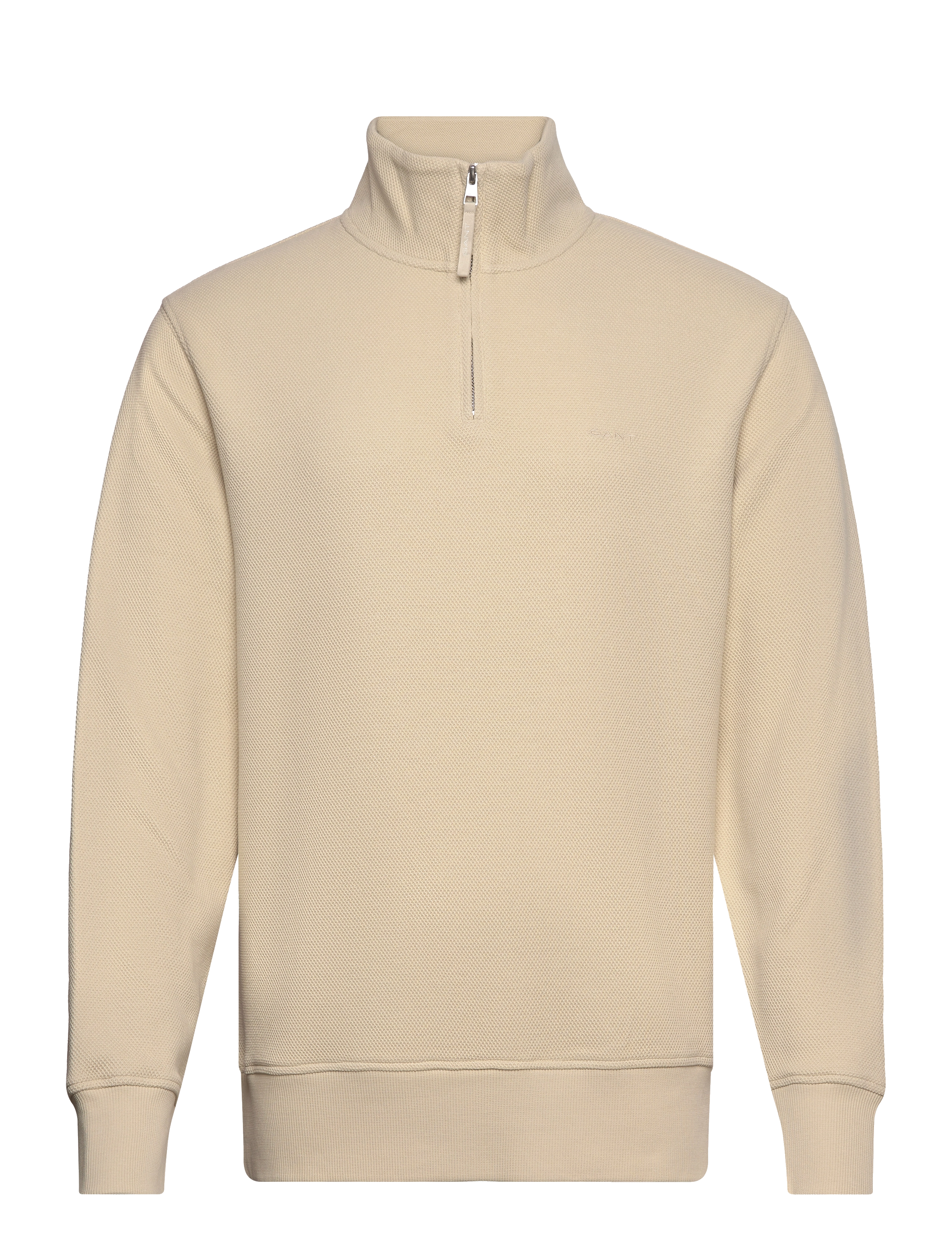 WAFFLE TEXTURE HALF ZIP - SILKY BEIGE
