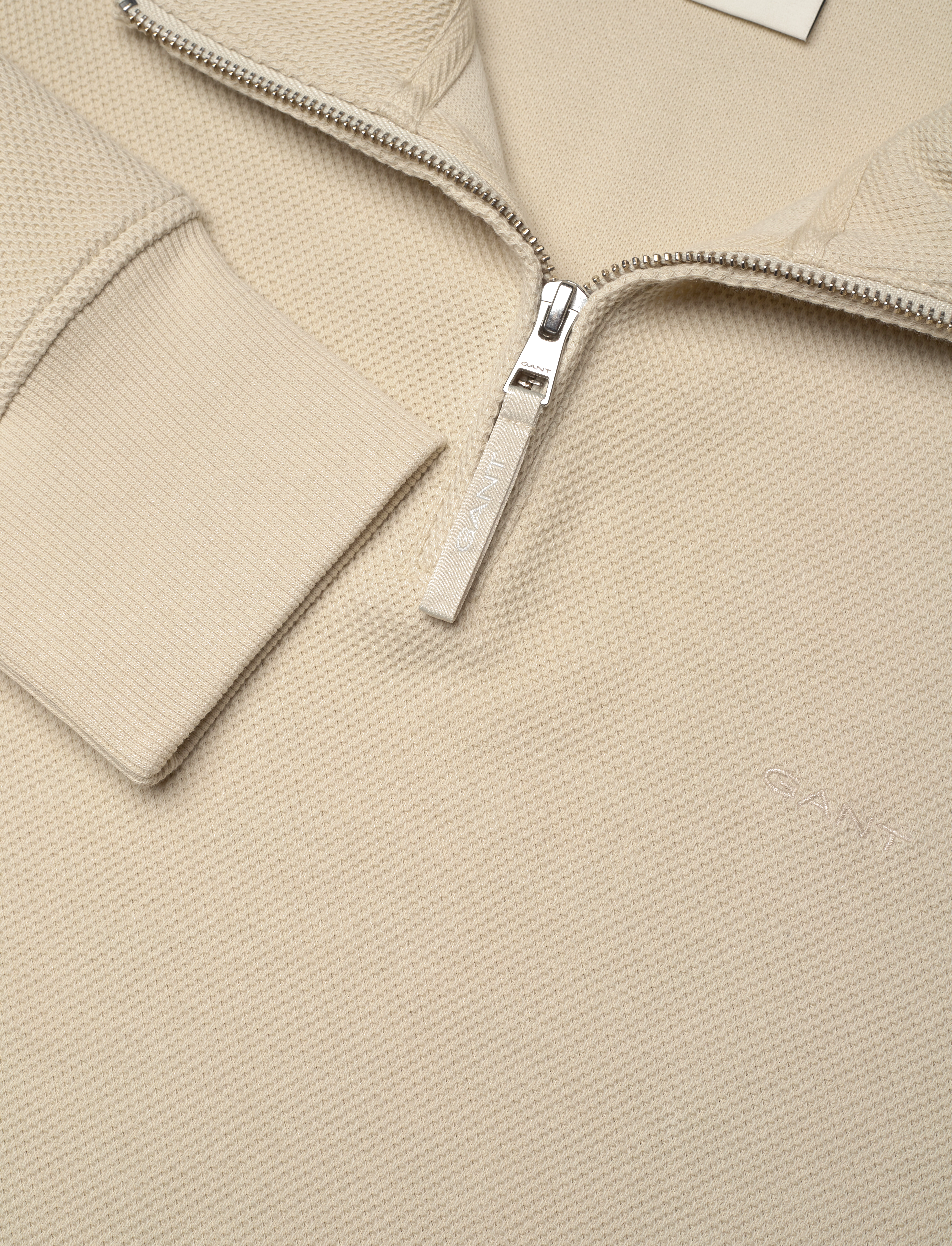 GANT - WAFFLE TEXTURE HALF ZIP - silky beige - 2