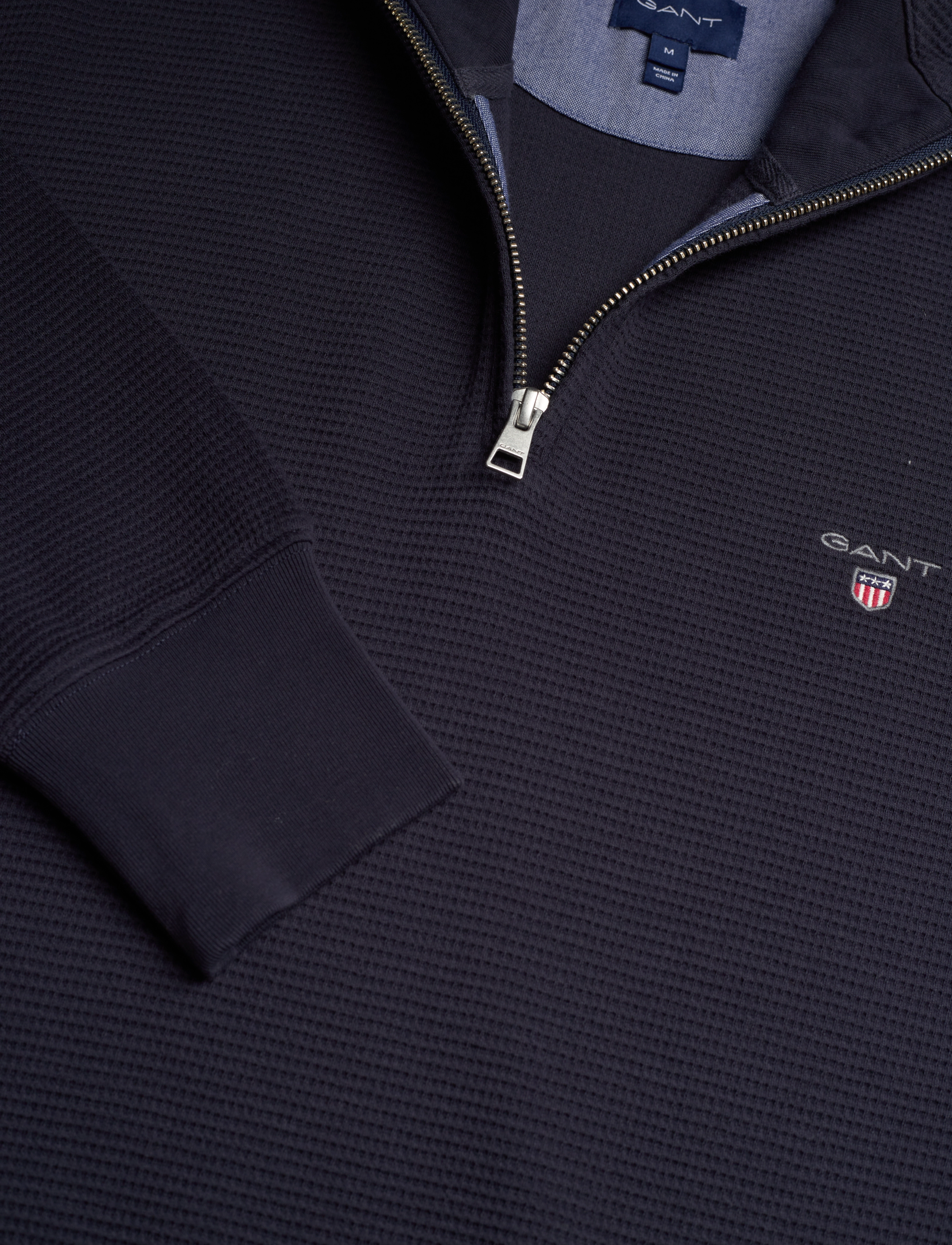 GANT - D1. WAFFLE HALF ZIP SWEAT - evening blue - 2