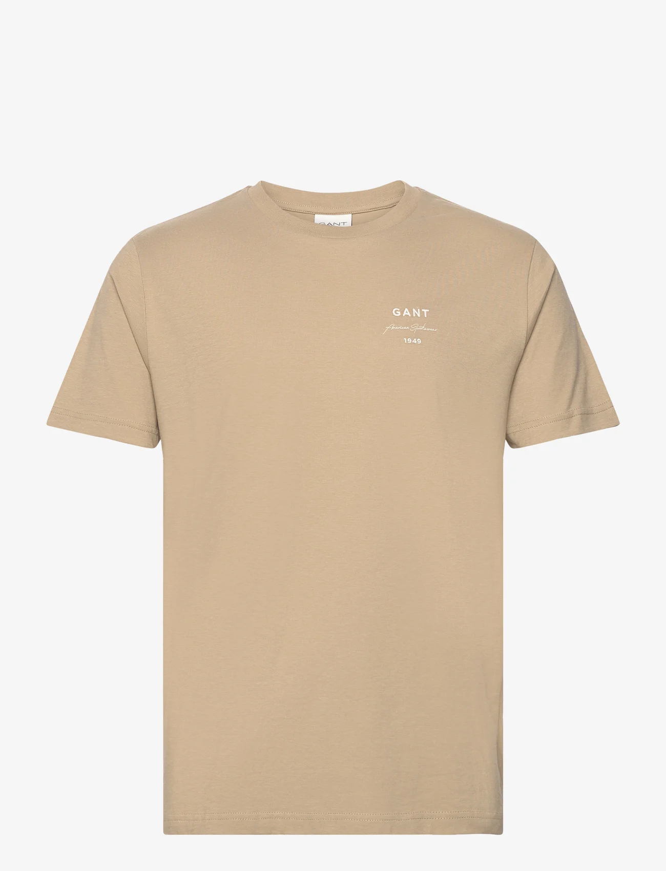 GANT - LOGO SCRIPT SS T-SHIRT - kortærmede t-shirts - dried khaki - 0