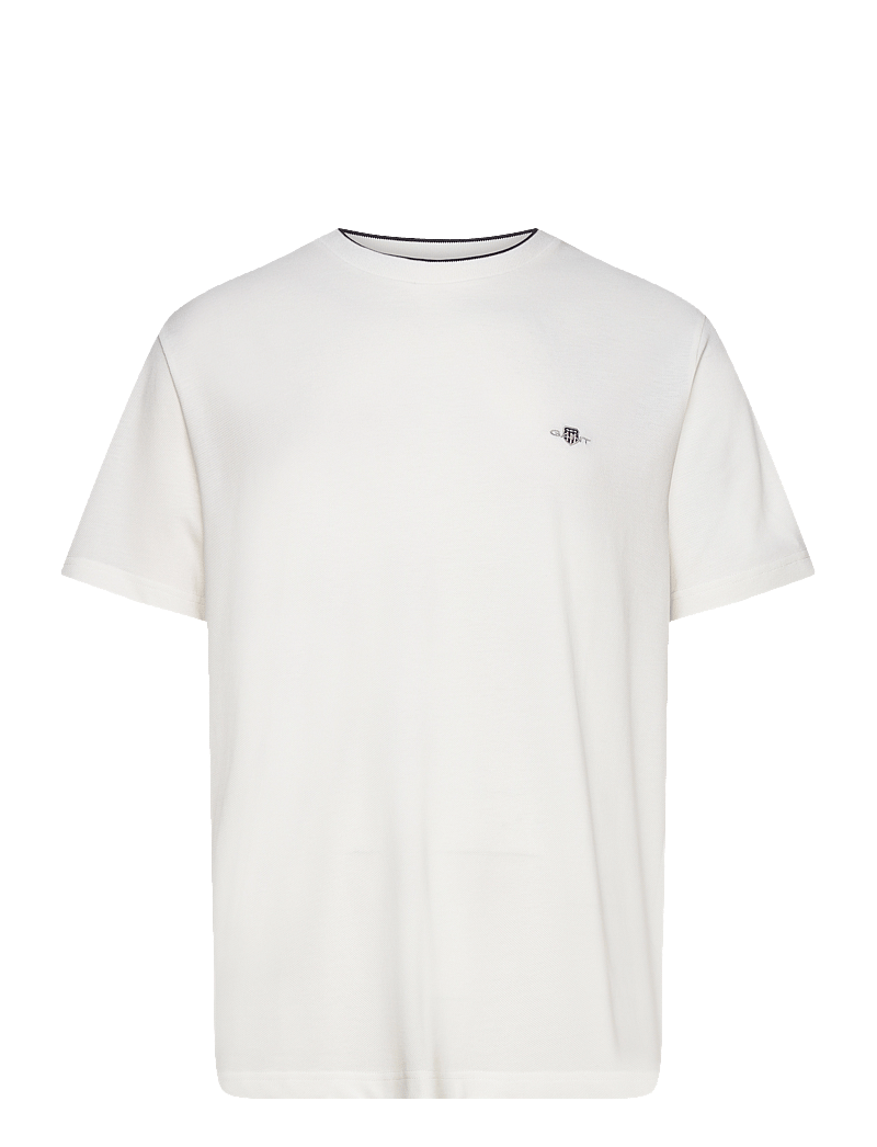 GANT - PIQUE SS T-SHIRT - kurzärmelig - eggshell - 0