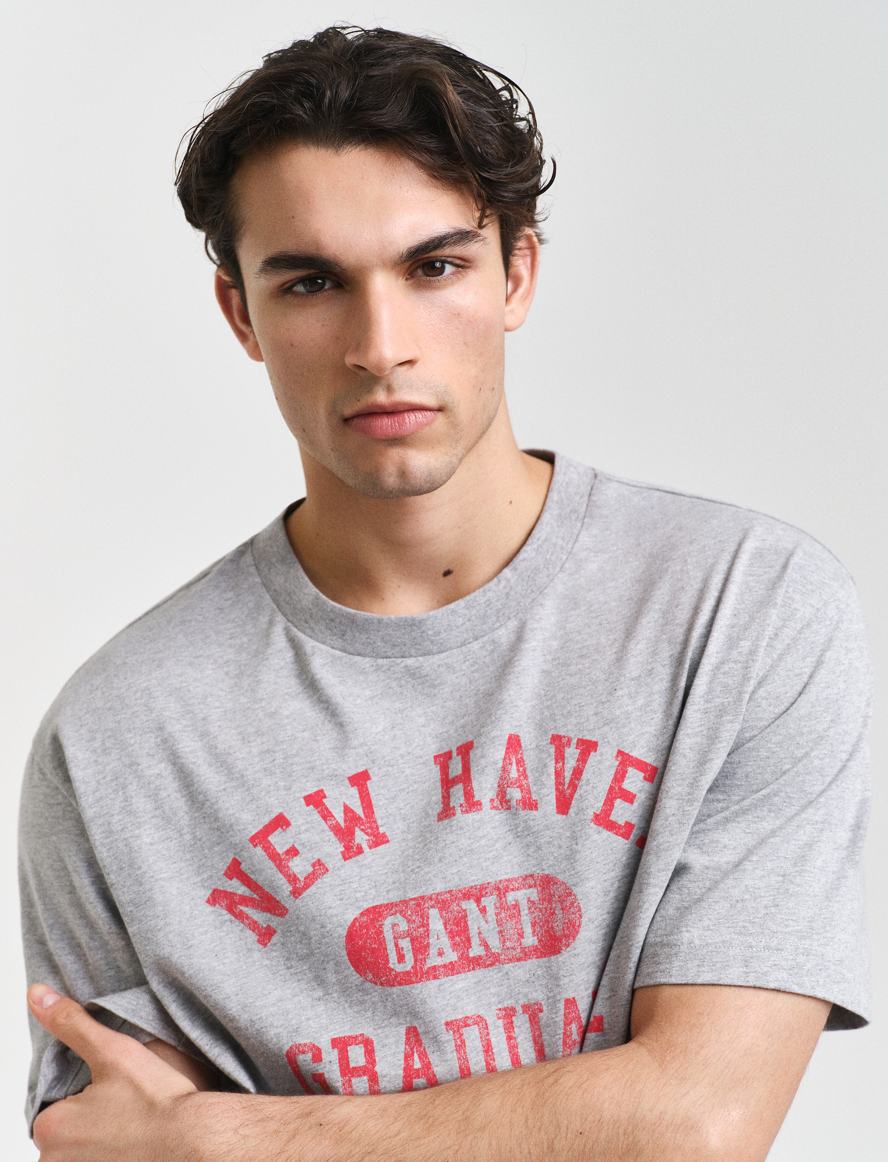 GANT - GRAPHIC T-SHIRT - grey melange - 4