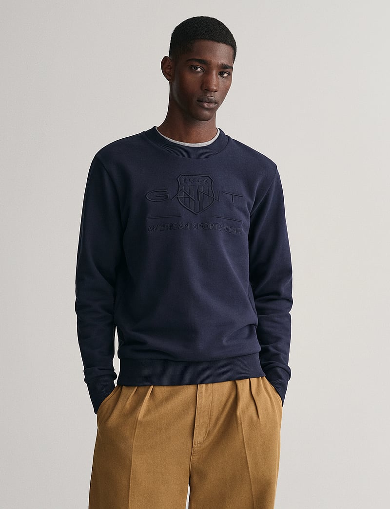 GANT - REG TONAL SHIELD CNECK SWEAT - nach anlass kaufen - evening blue - 0
