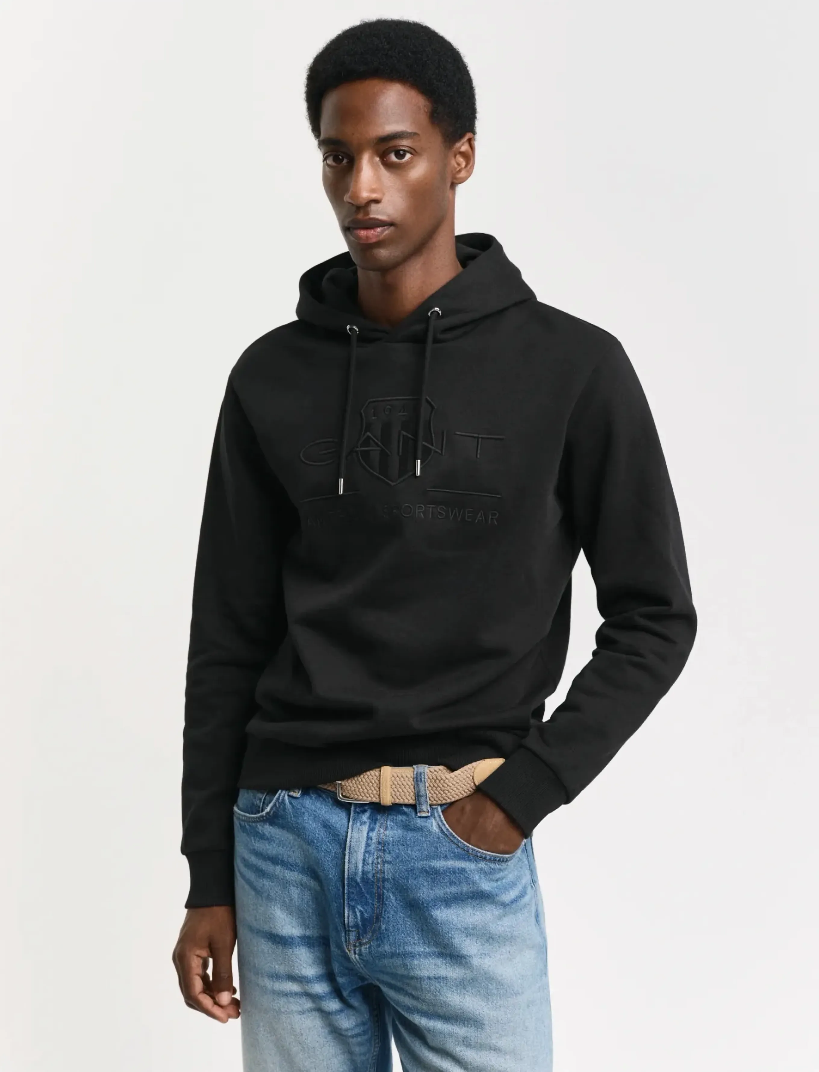 Gant REG TONAL SHIELD HOODIE - Kleidung - BLACK / black
