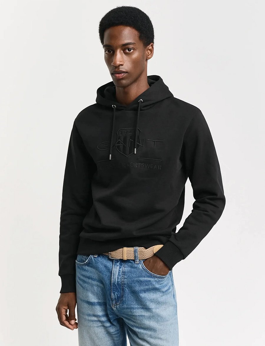 Gant - REG TONAL SHIELD HOODIE - kapuutsiga dressipluusid - black - 0