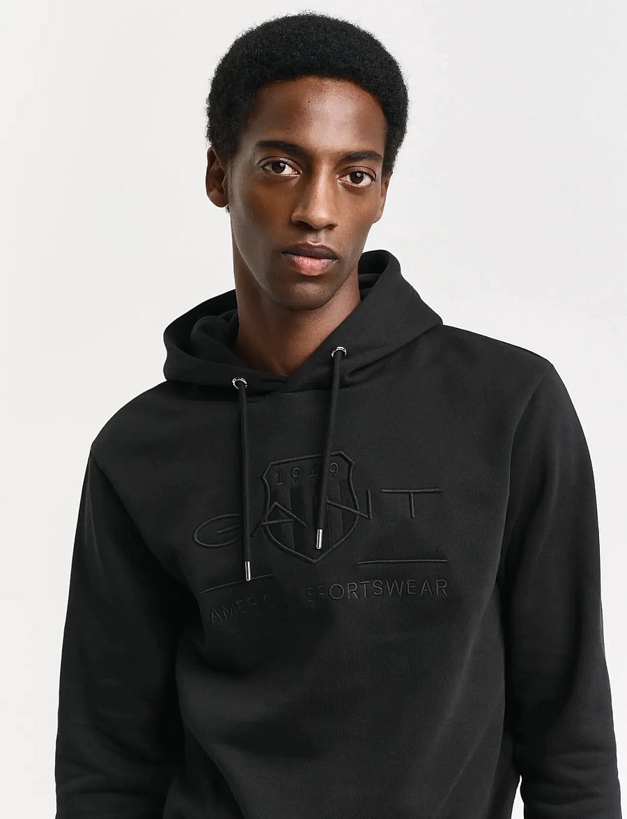 Gant - REG TONAL SHIELD HOODIE - kapuutsiga dressipluusid - black - 4