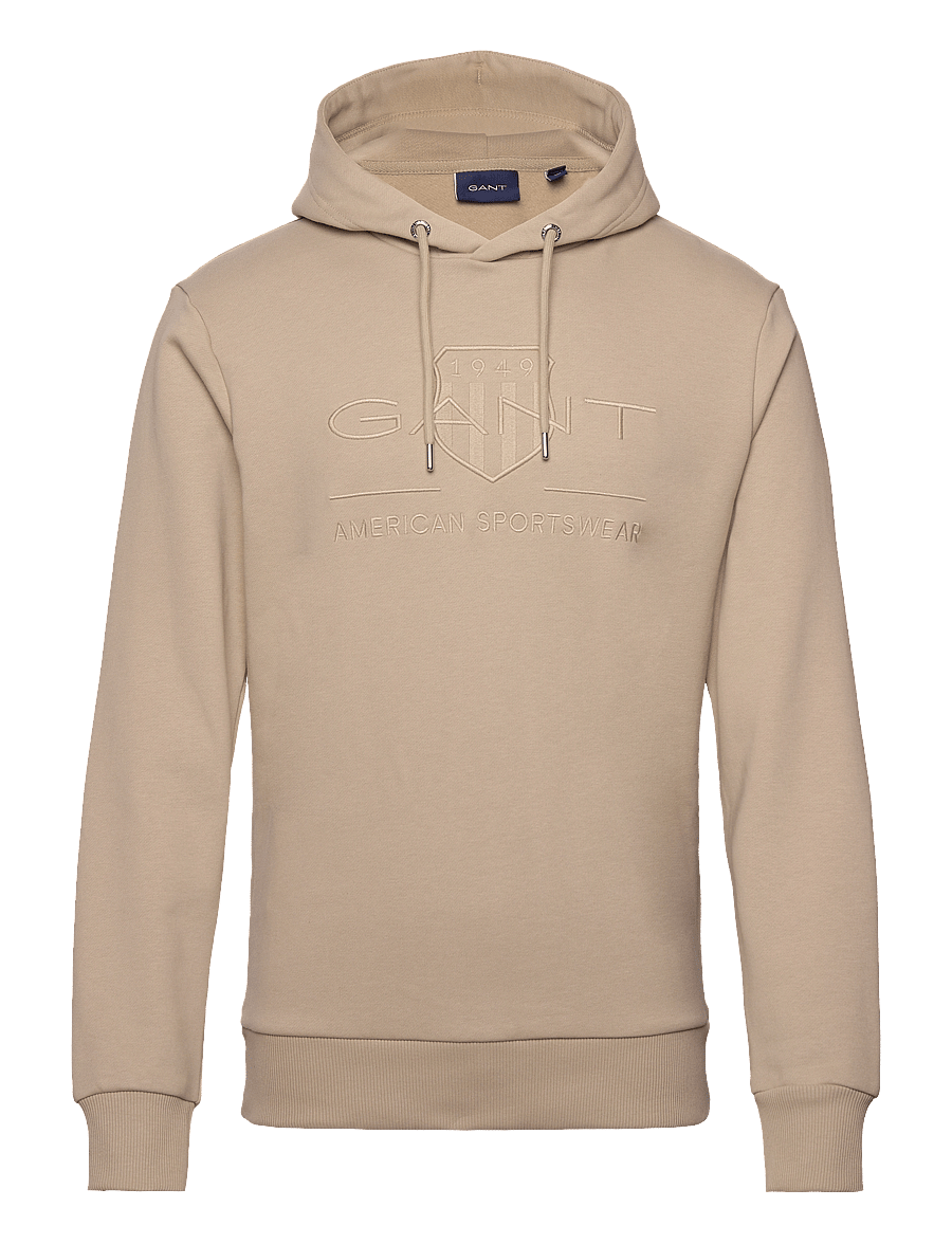 Gant - REG TONAL SHIELD HOODIE - kapuzenpullover - concrete beige - 0