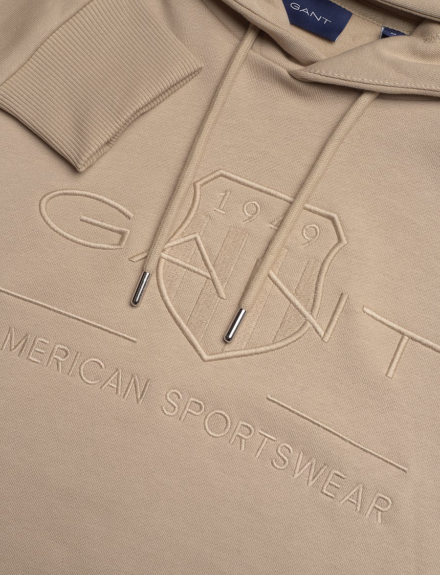 Gant - REG TONAL SHIELD HOODIE - kapuzenpullover - concrete beige - 2