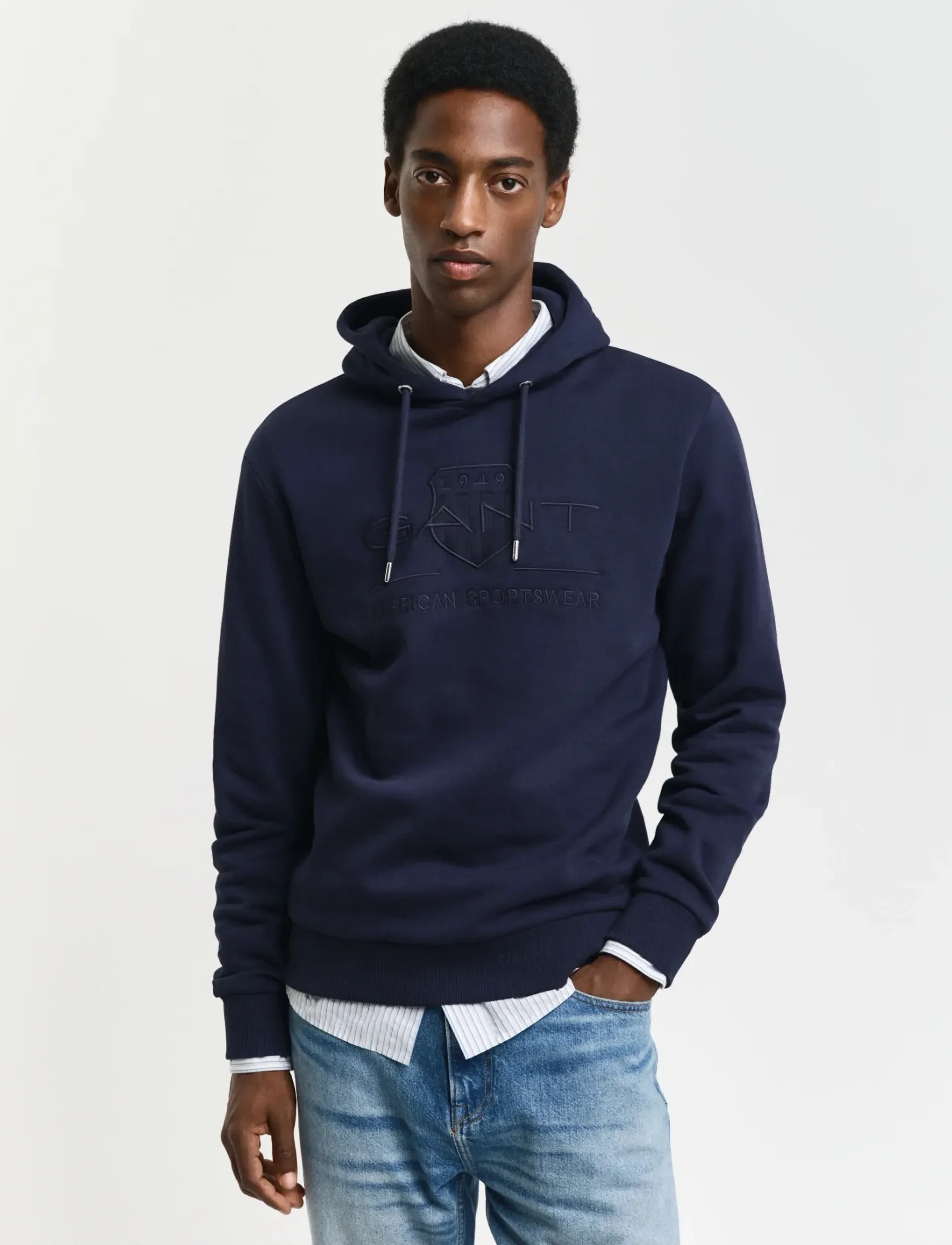 GANT REG TONAL SHIELD HOODIE -  - EVENING BLUE / navy