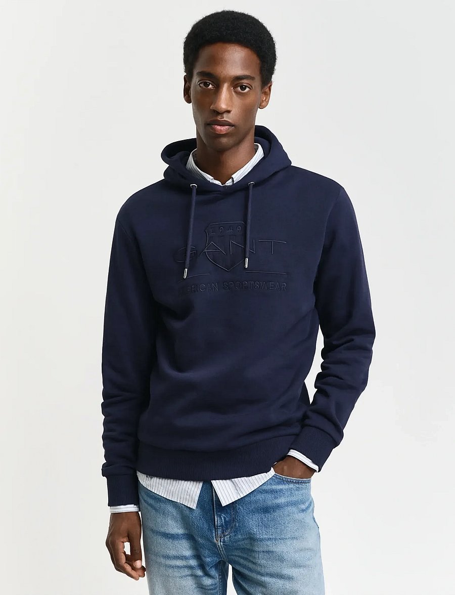 Gant - REG TONAL SHIELD HOODIE - hupparit - evening blue - 0