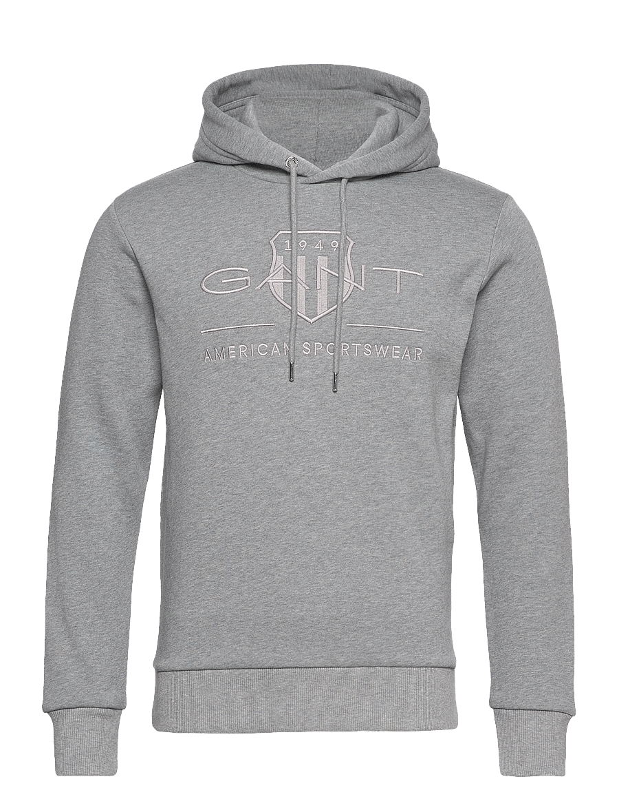 Gant - REG TONAL SHIELD HOODIE - kapuzenpullover - grey melange - 1