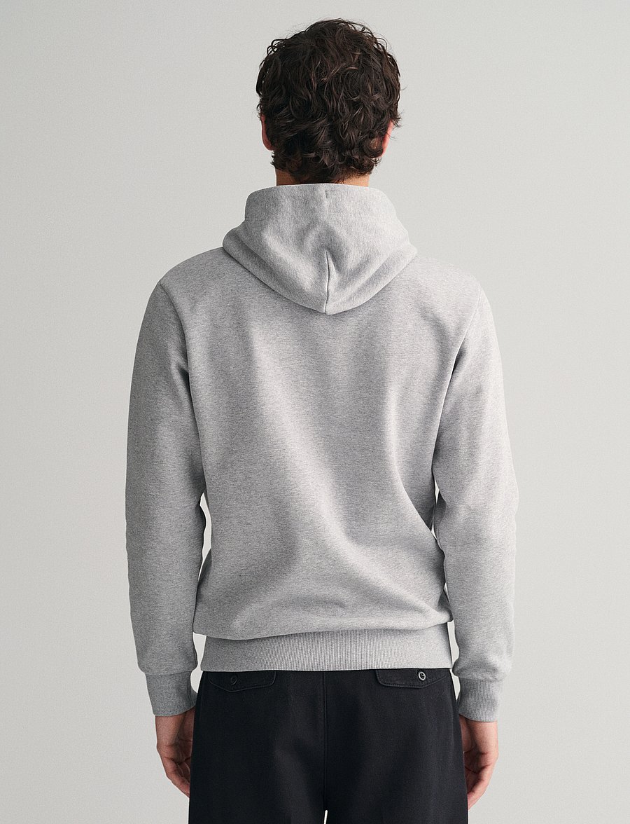 Gant - REG TONAL SHIELD HOODIE - kapuzenpullover - grey melange - 3