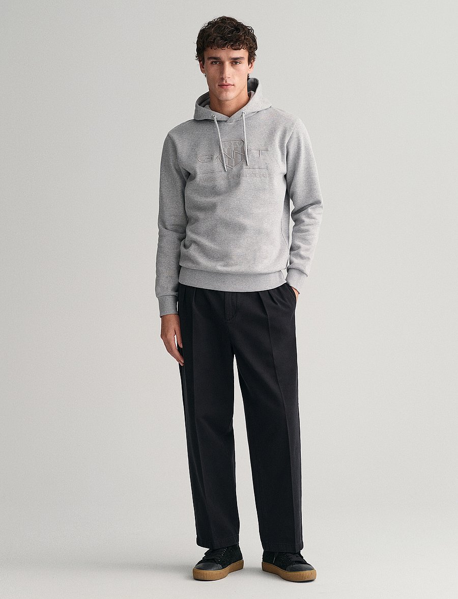 Gant - REG TONAL SHIELD HOODIE - kapuzenpullover - grey melange - 5