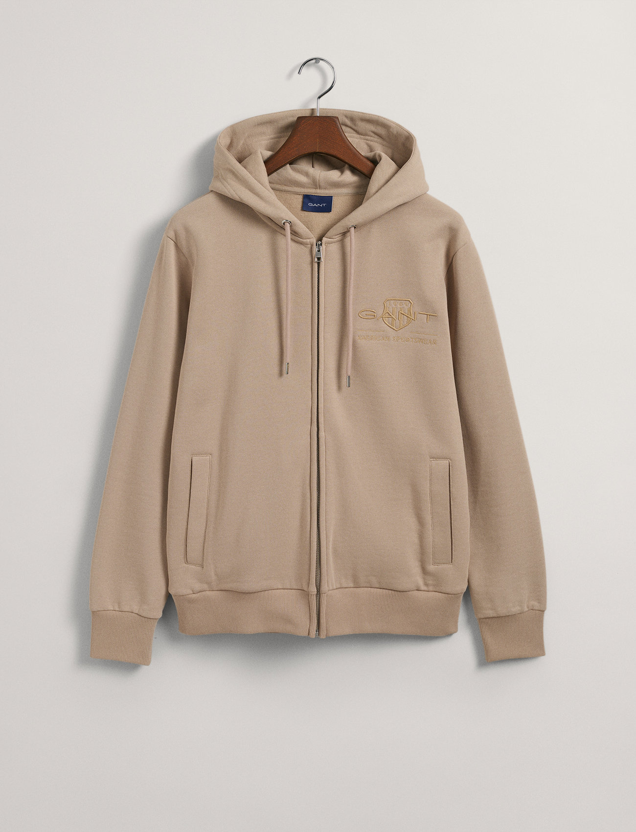 GANT - REG TONAL SHIELD FULL ZIP HOODIE - concrete beige - 2