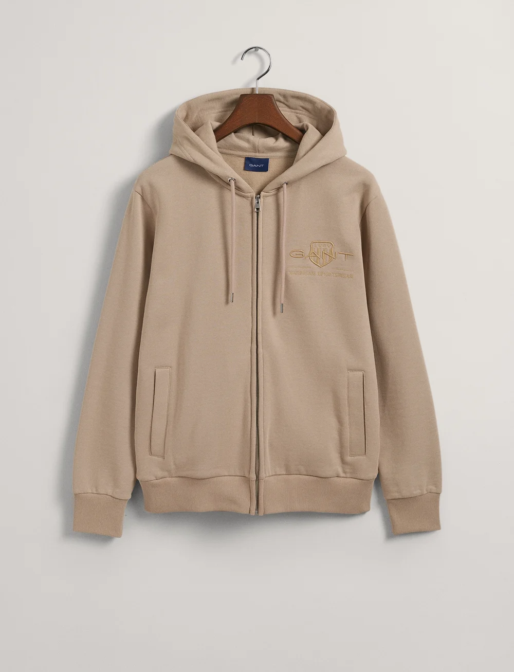 GANT - REG TONAL SHIELD FULL ZIP HOODIE - hoodies - concrete beige - 2