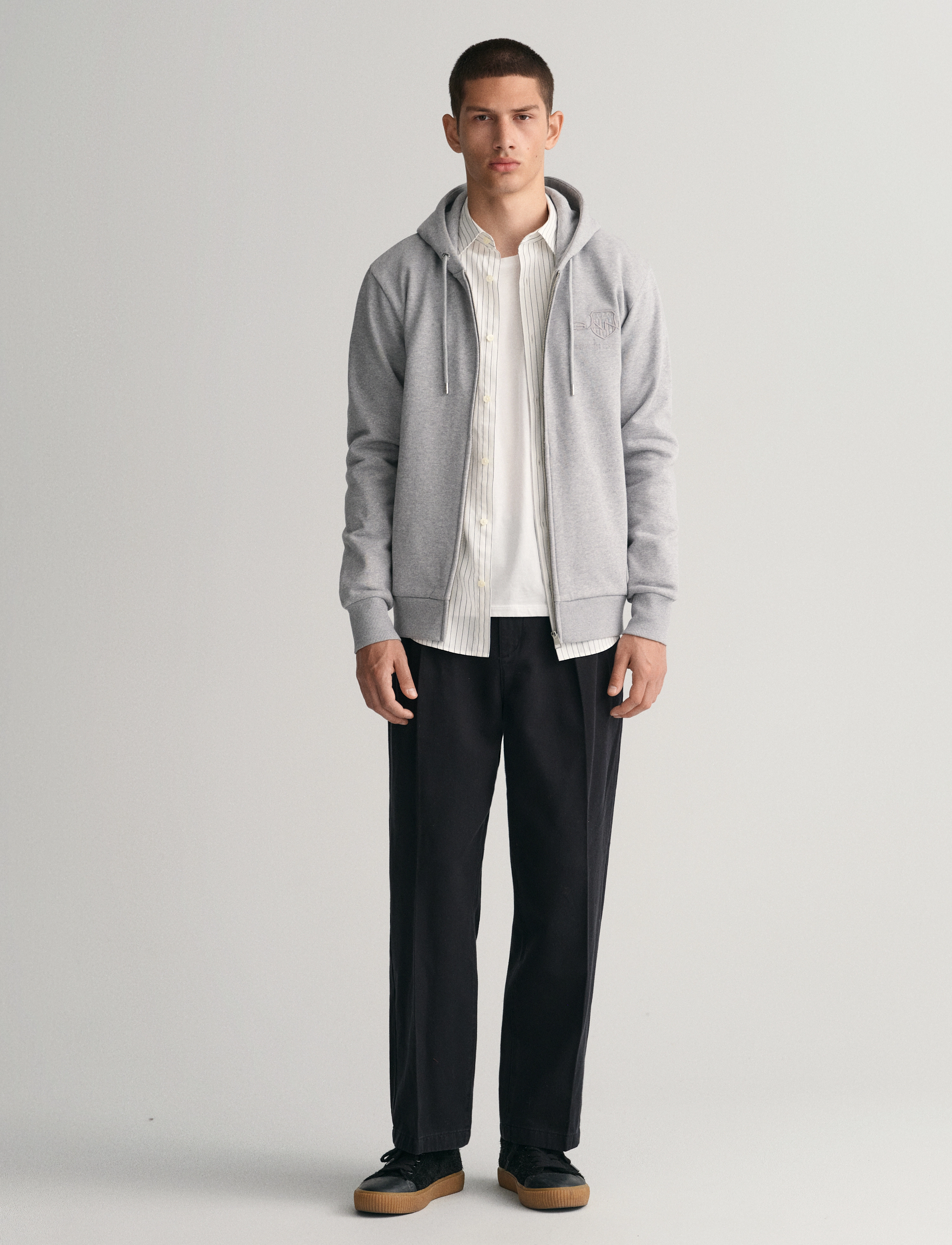 GANT - REG TONAL SHIELD FULL ZIP HOODIE - grey melange - 5