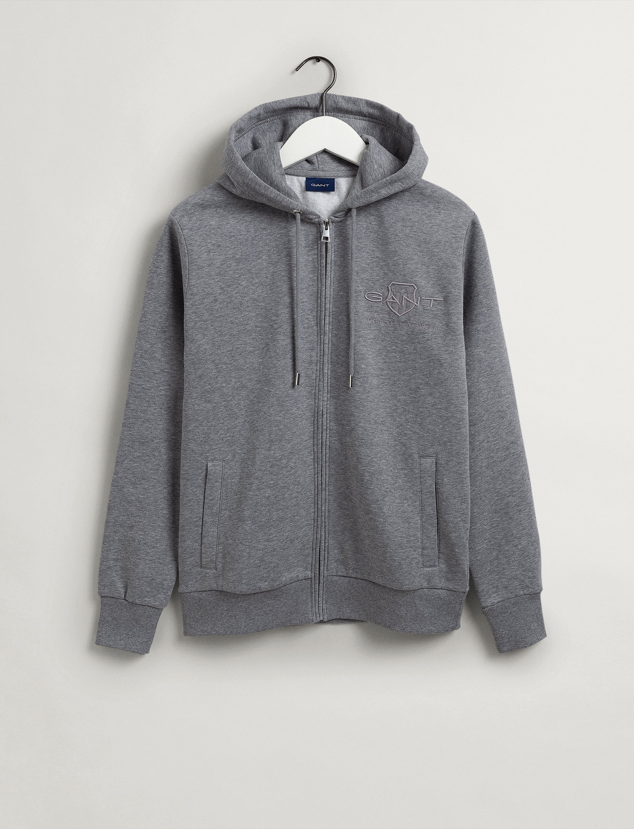 GANT Herren Kapuzenpullover 'Shield Full Zip' – Regular Fit Mit Leistentaschen & Logo-Stickerei
