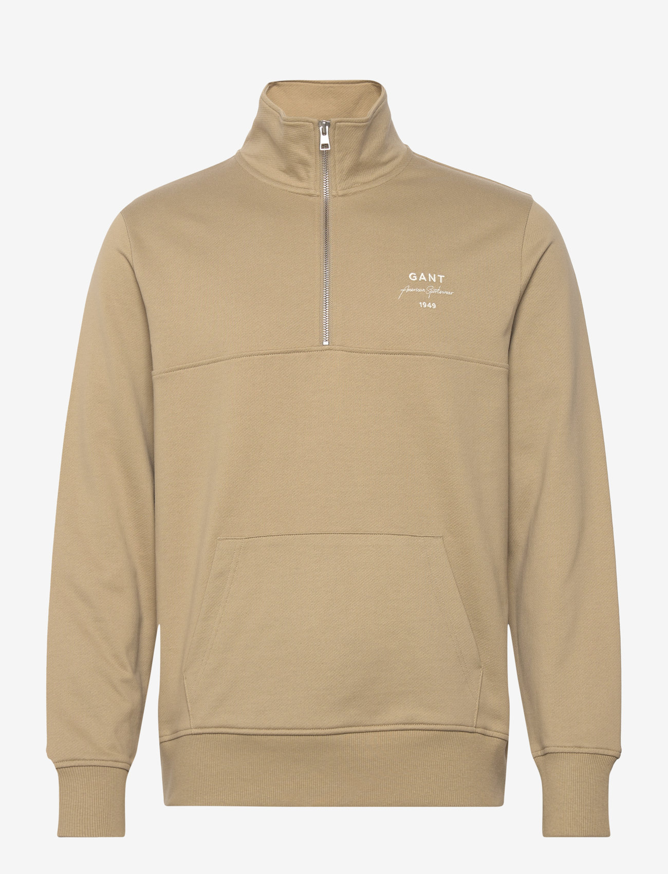 GANT - LOGO SCRIPT JERSEY HALFZIP - dried khaki - 0