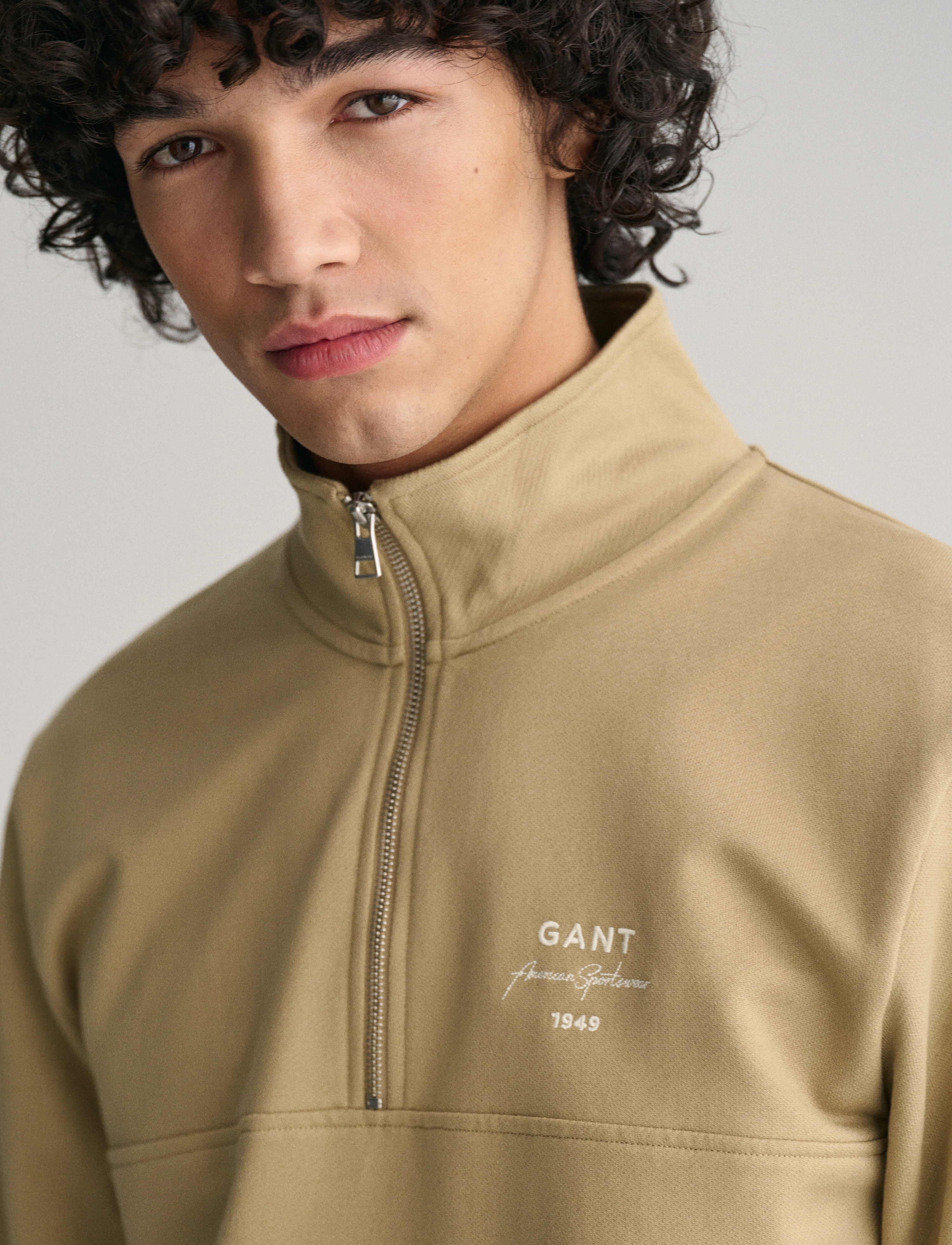 GANT - LOGO SCRIPT JERSEY HALFZIP - dried khaki - 4