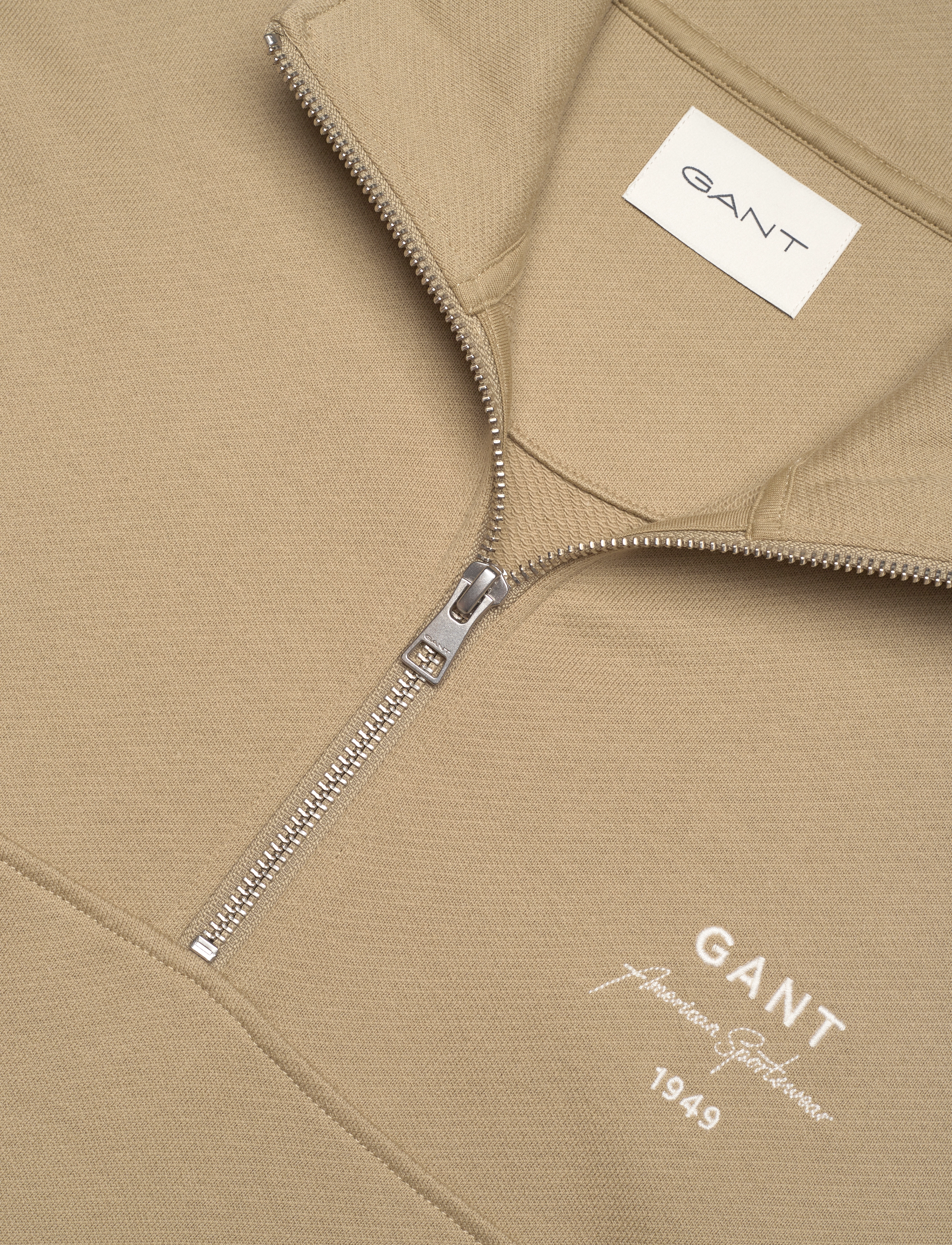 GANT - LOGO SCRIPT JERSEY HALFZIP - dried khaki - 5